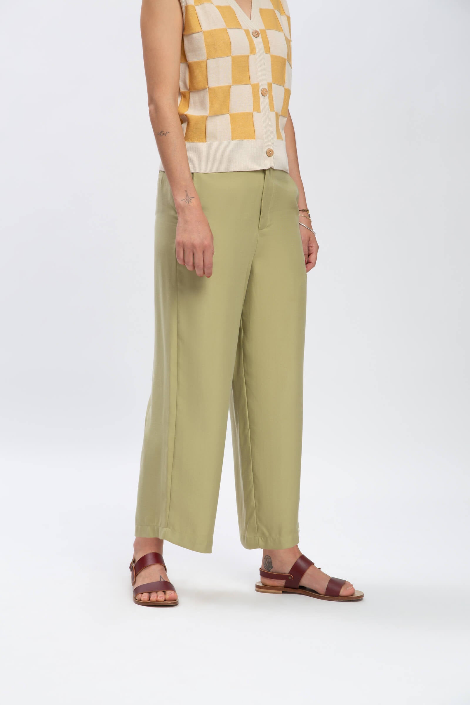 Green Tencel trousers from Matona