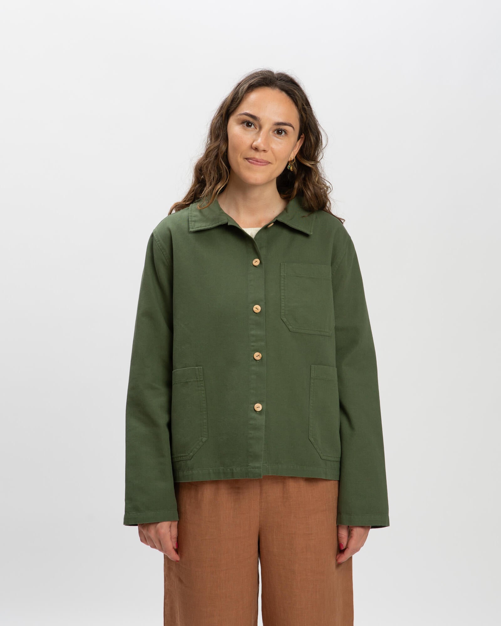 Green twill jacket made of 100% organic cotton by Matona