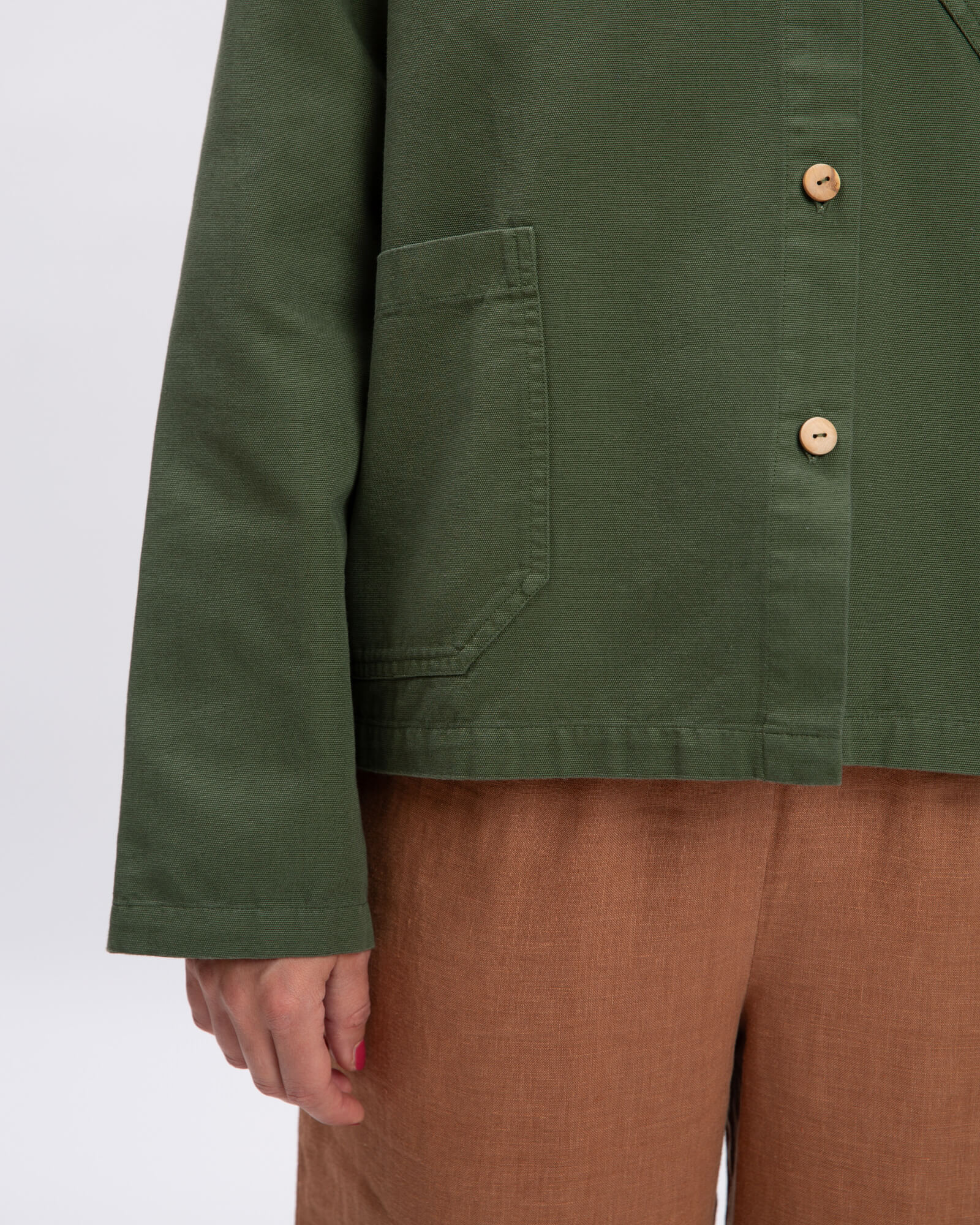 Green twill jacket made of 100% organic cotton by Matona