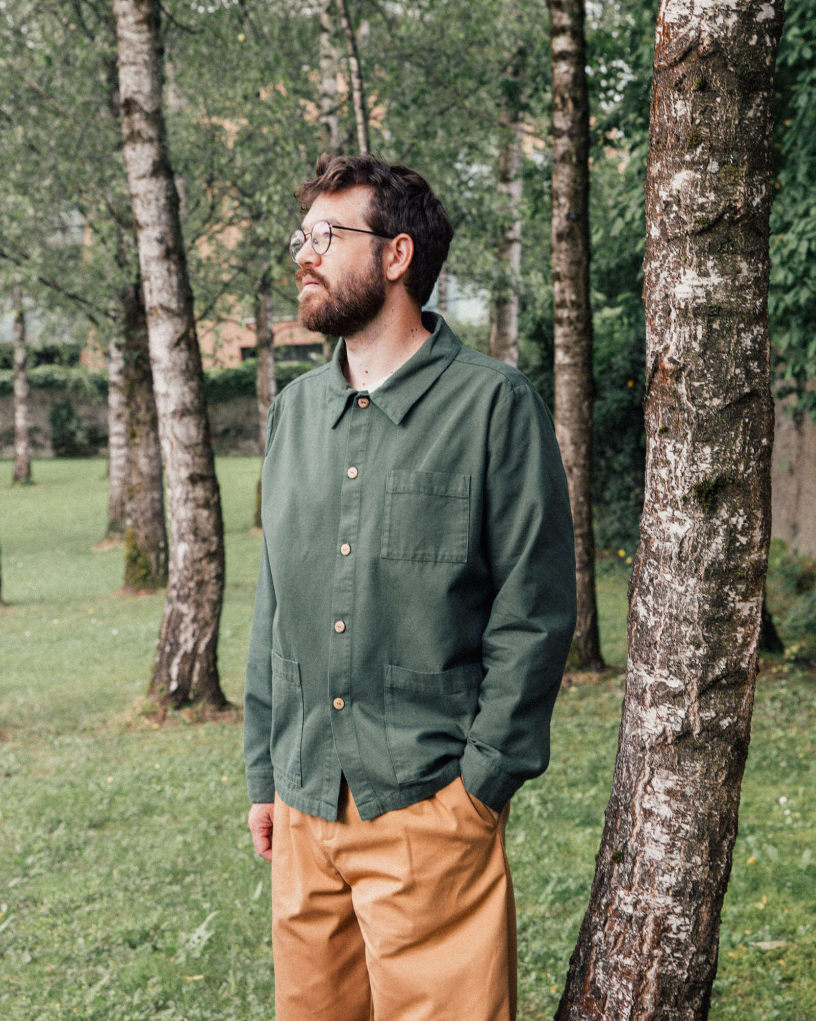 Veste chemise de travail en coton bleu de Matona