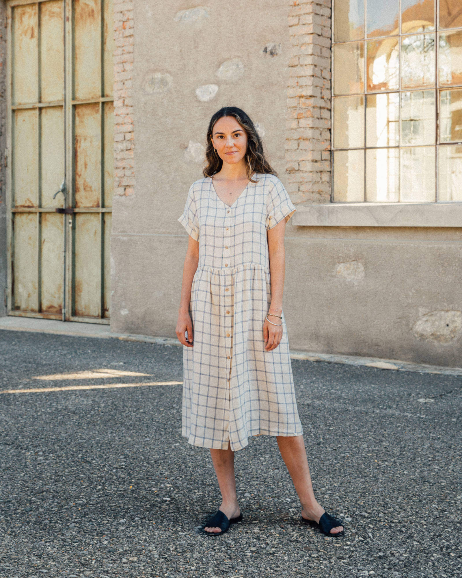 White linen midi dress by Matona