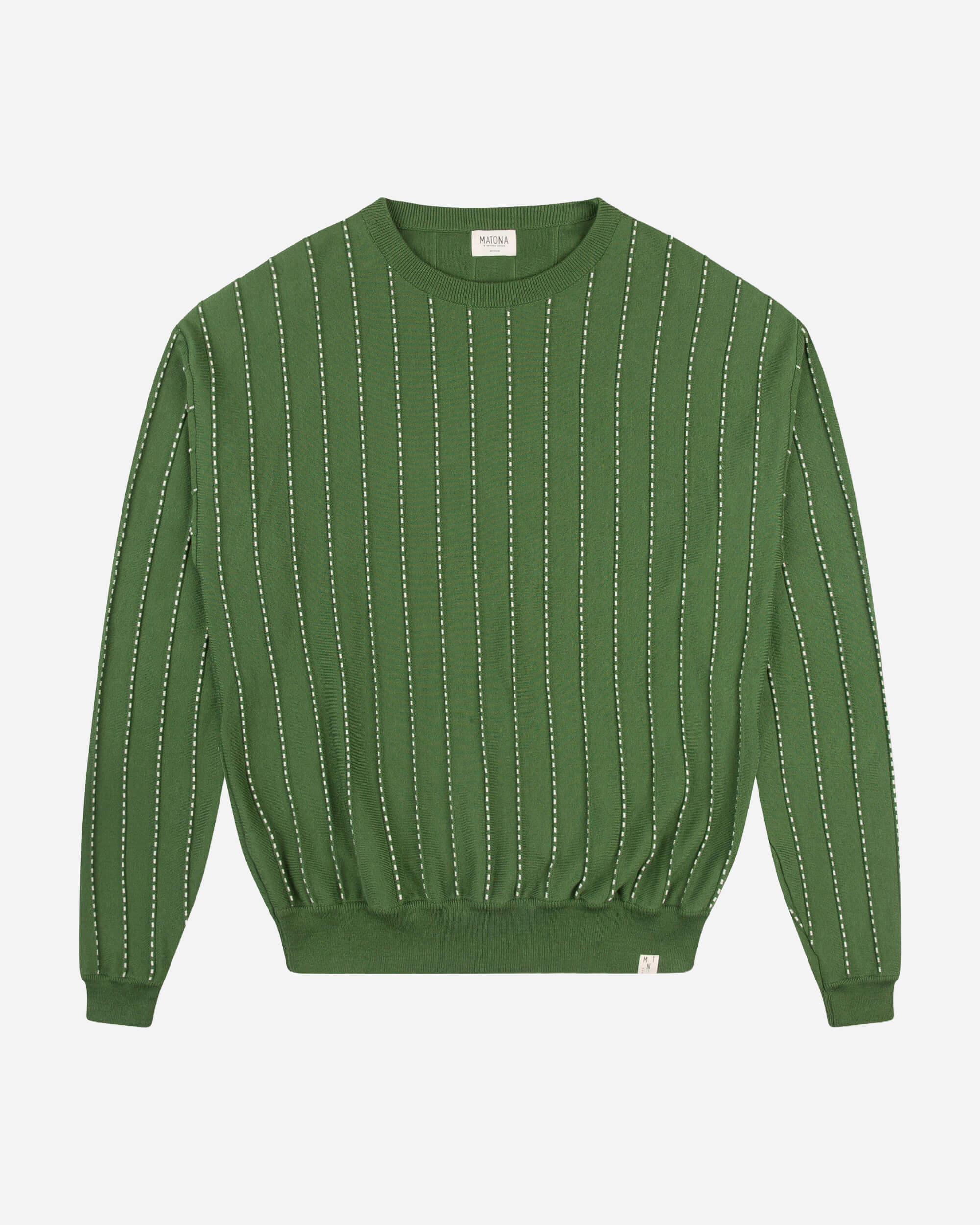 Pull Field vert en maille, 100 % coton biologique, de la marque Matona.