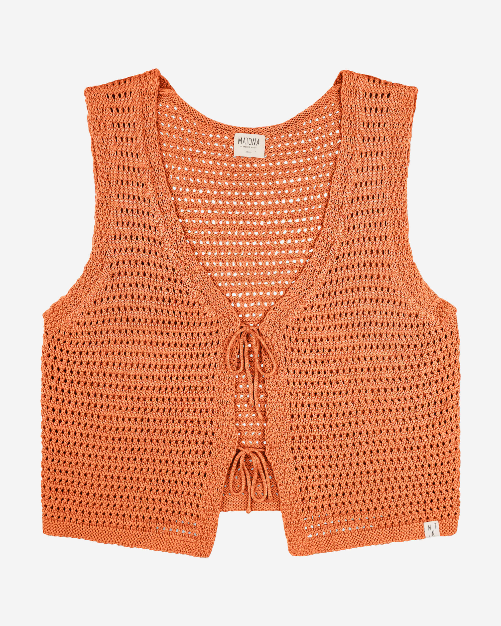 Orange Strickweste Tie aus 100% Bio-Baumwolle von Matona /
