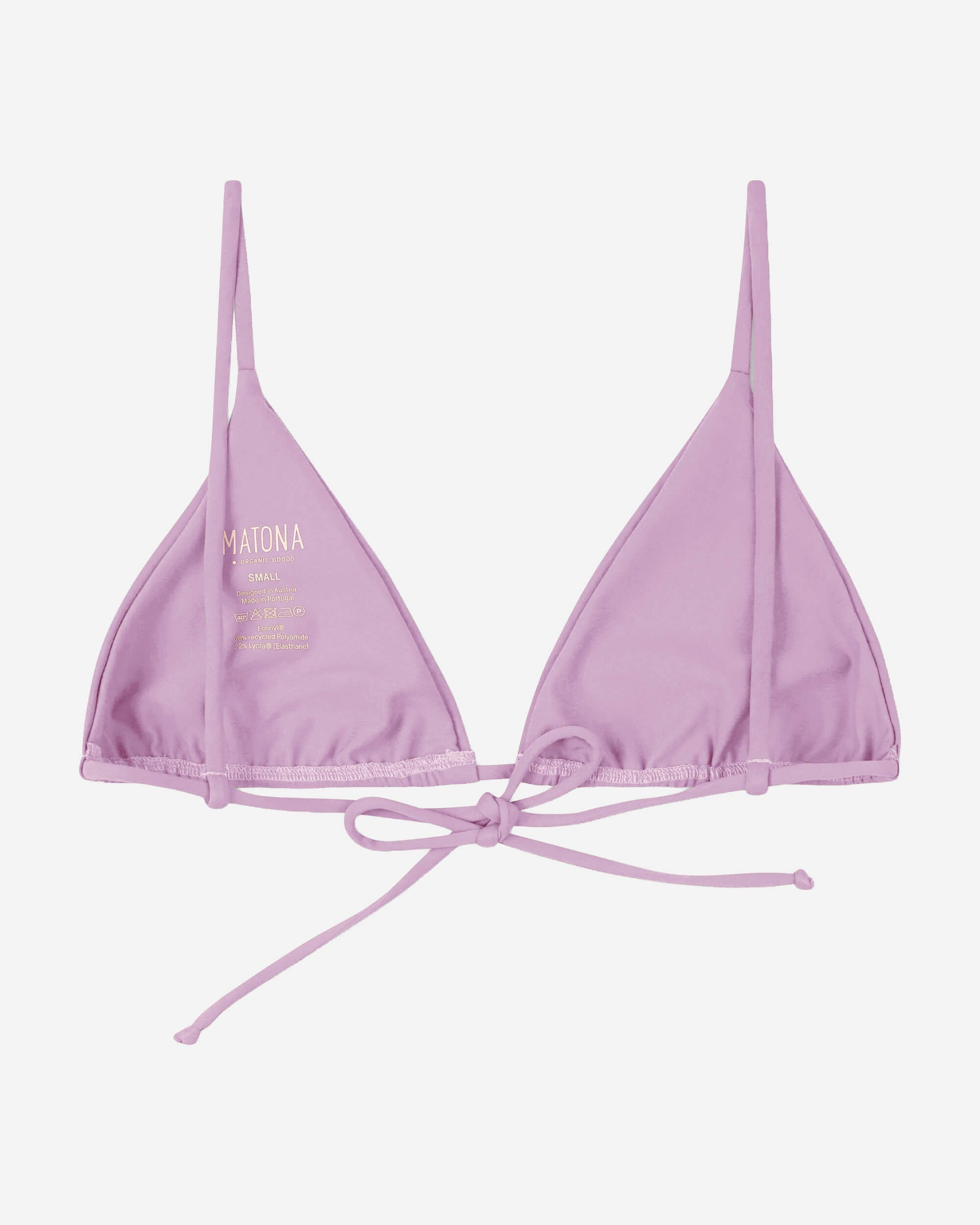 Haut de bikini triangle violet en Econyl durable de Matona
