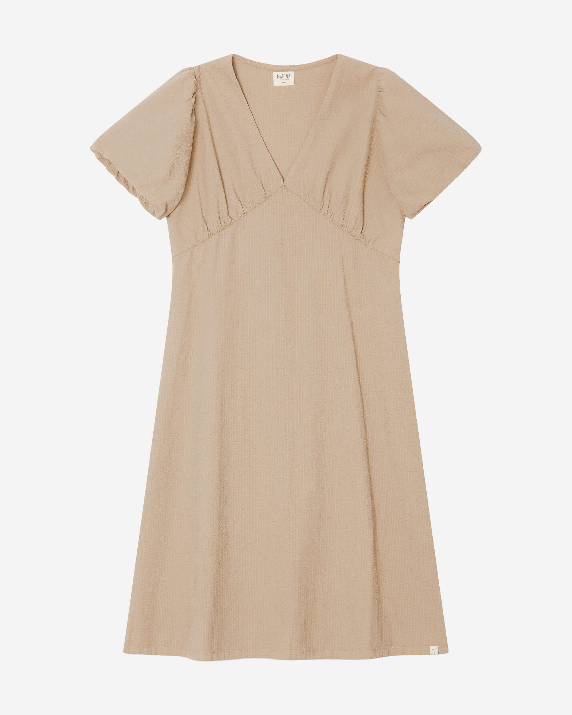 Beiges Kleid V-Neck aus 100% Bio-Baumwolle von Matona