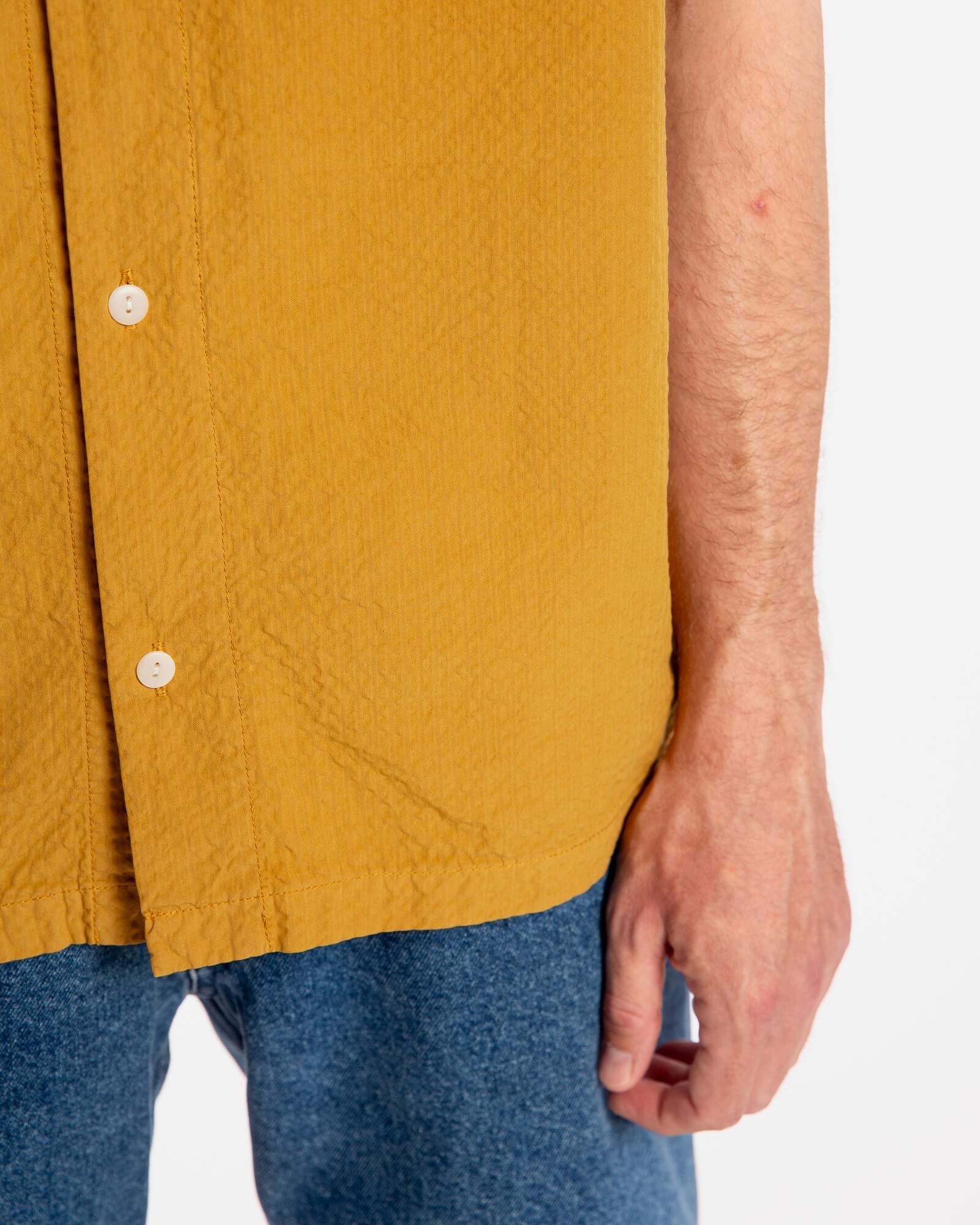 Yellow bowling shirt made from 100% organic cotton by Matona