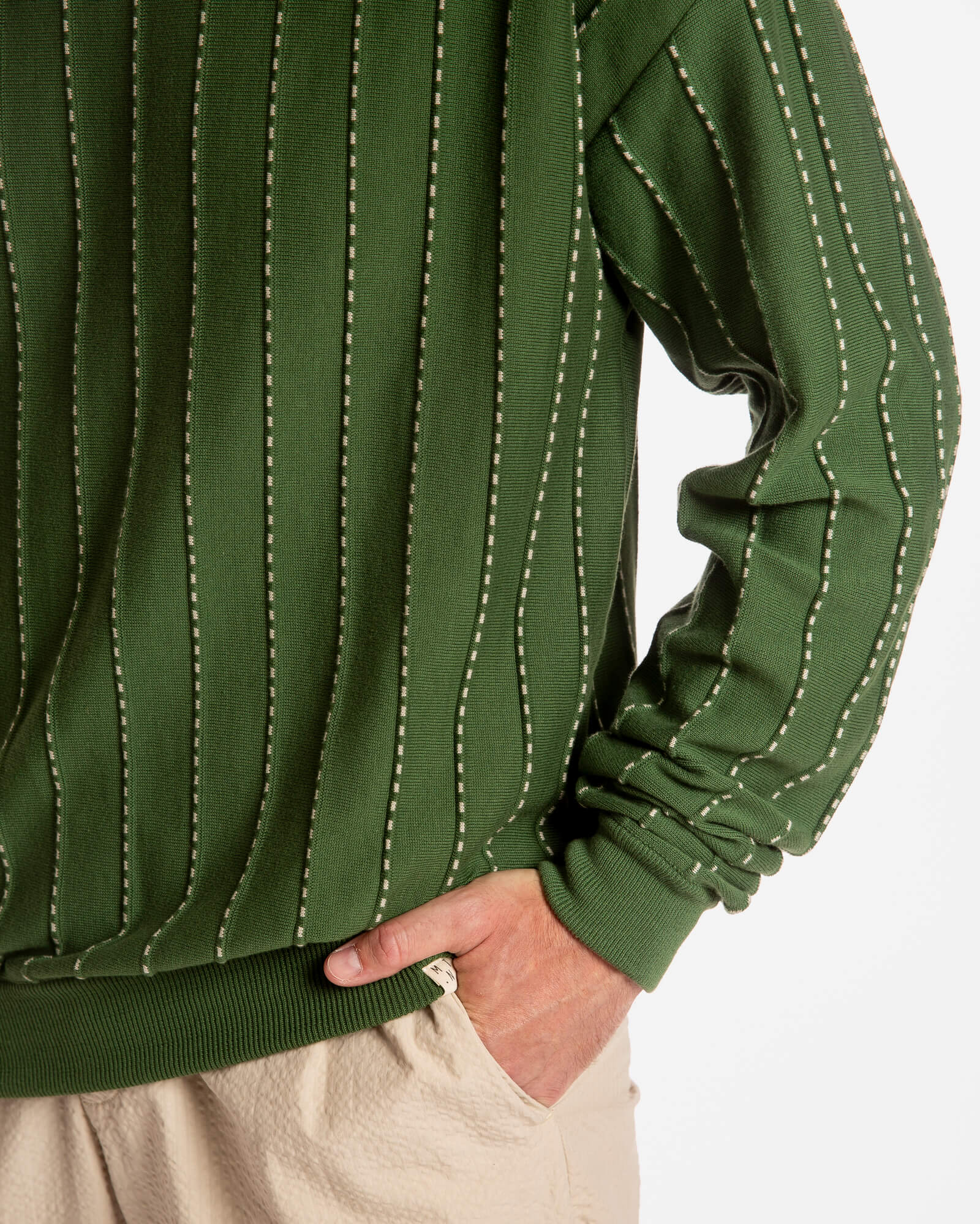 Green knitted sweater Field made from 100% organic cotton by Matona