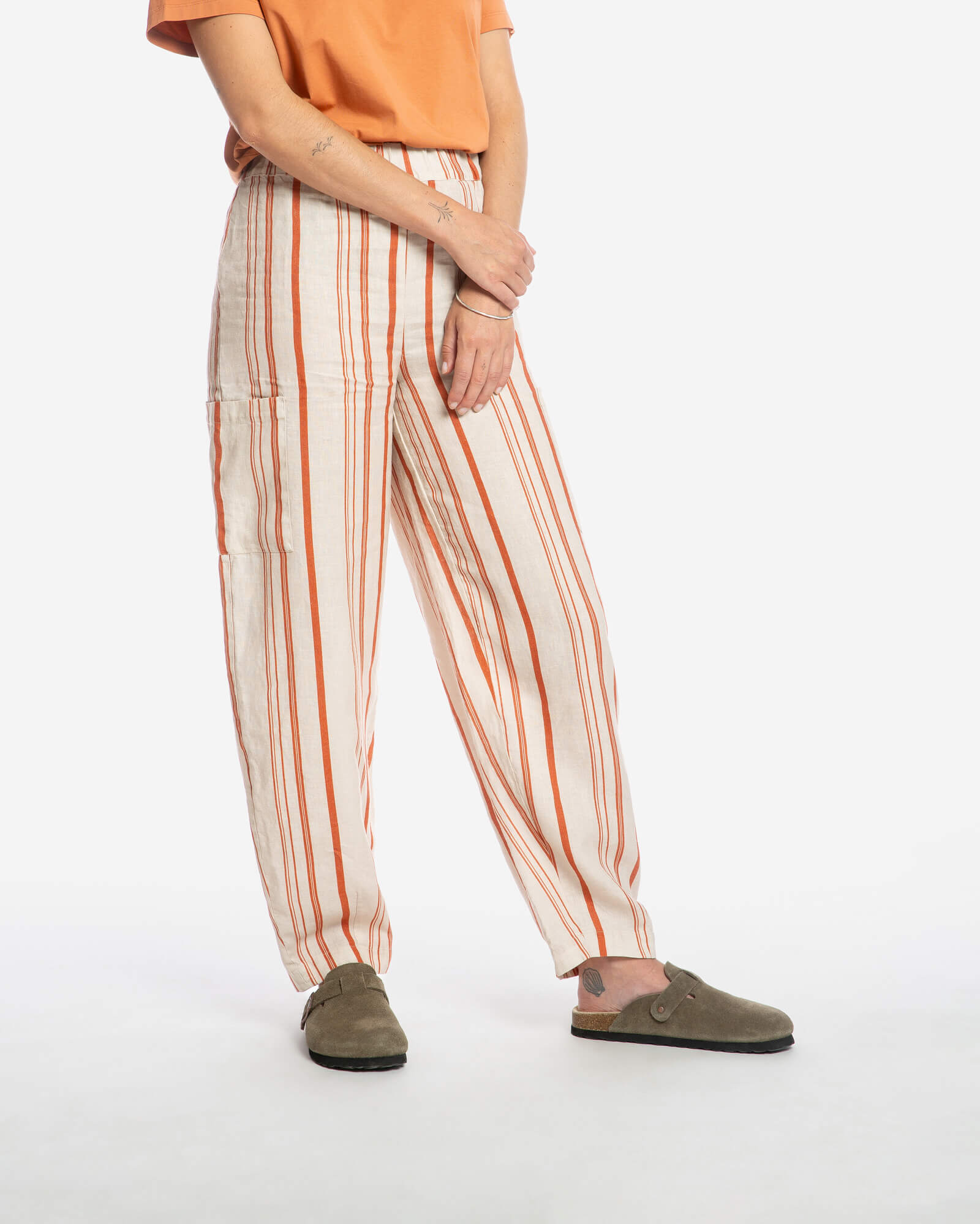 Pantalon rayé 100% lin de Matona
