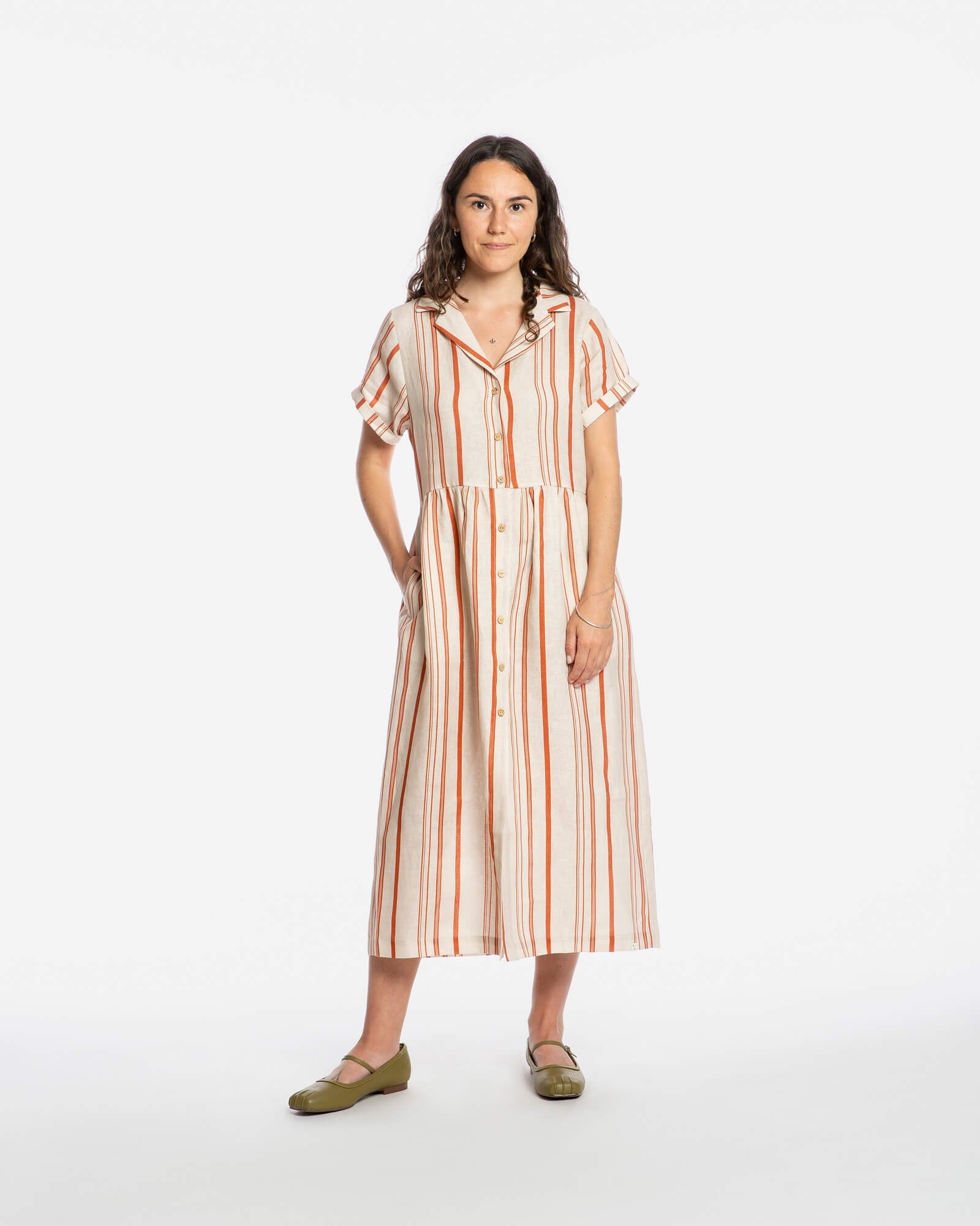 Robe rayée 100% lin de Matona