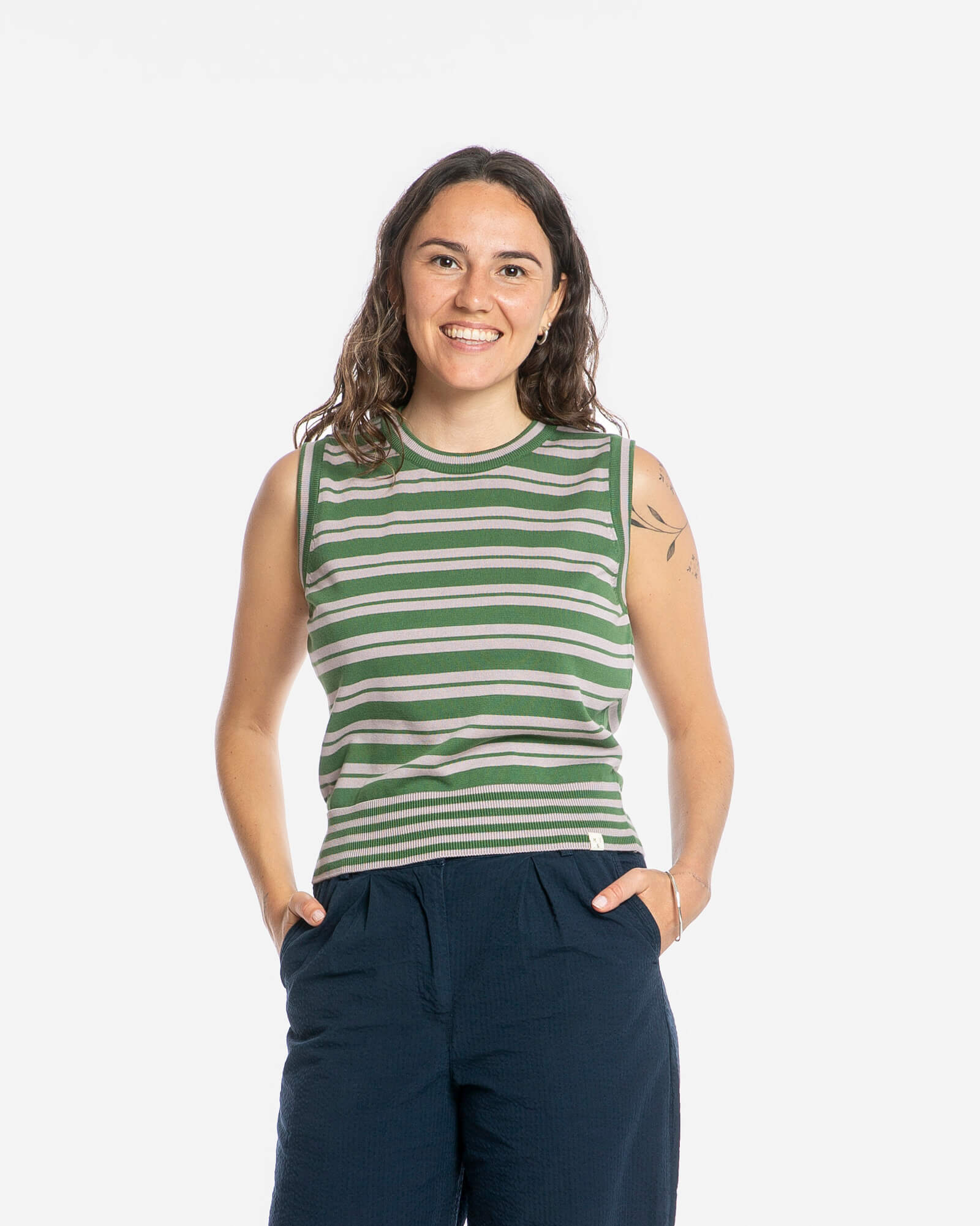 Grünes Gestreiftes Top aus Bio-Baumwolle von Matona
