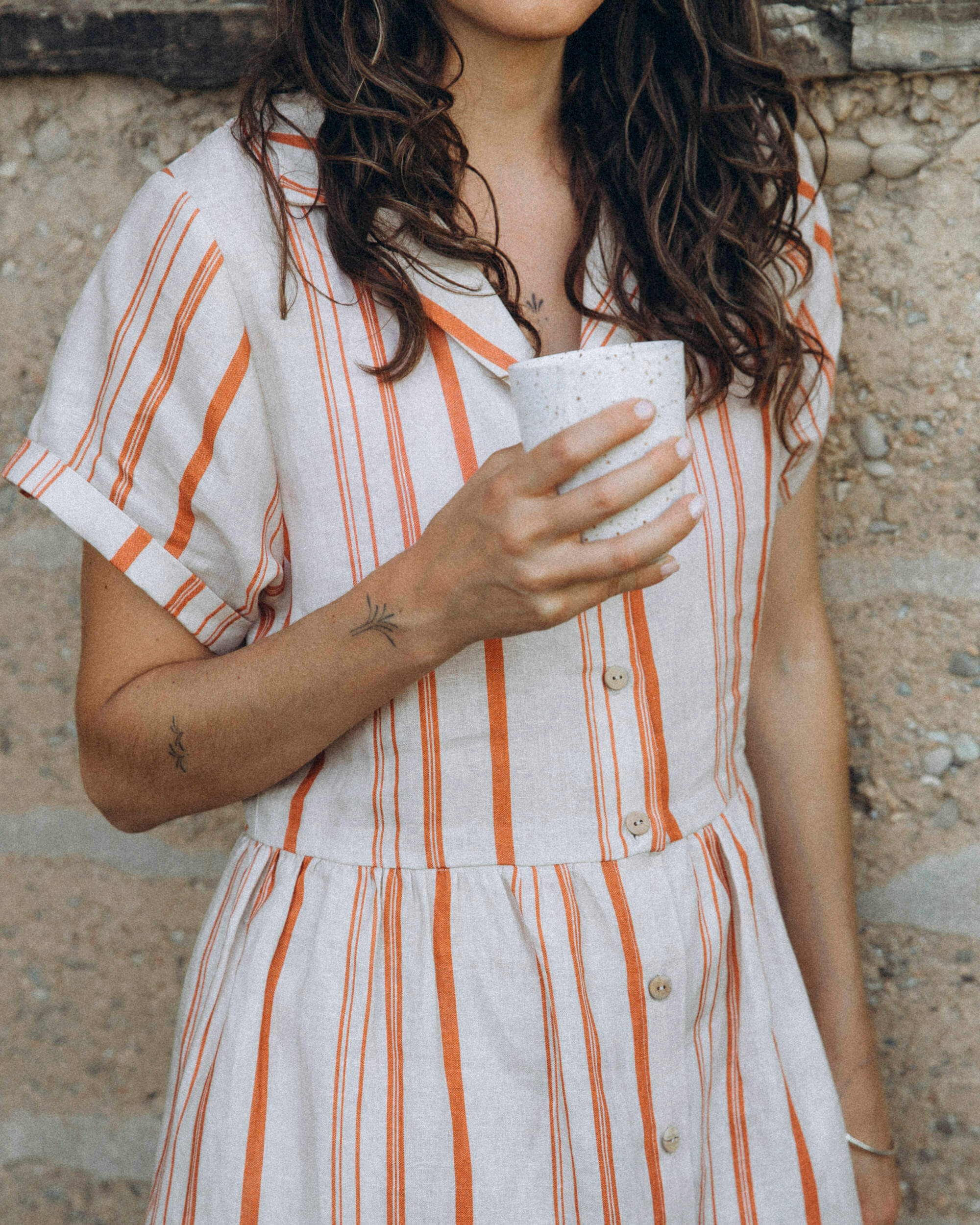 Robe rayée 100% lin de Matona