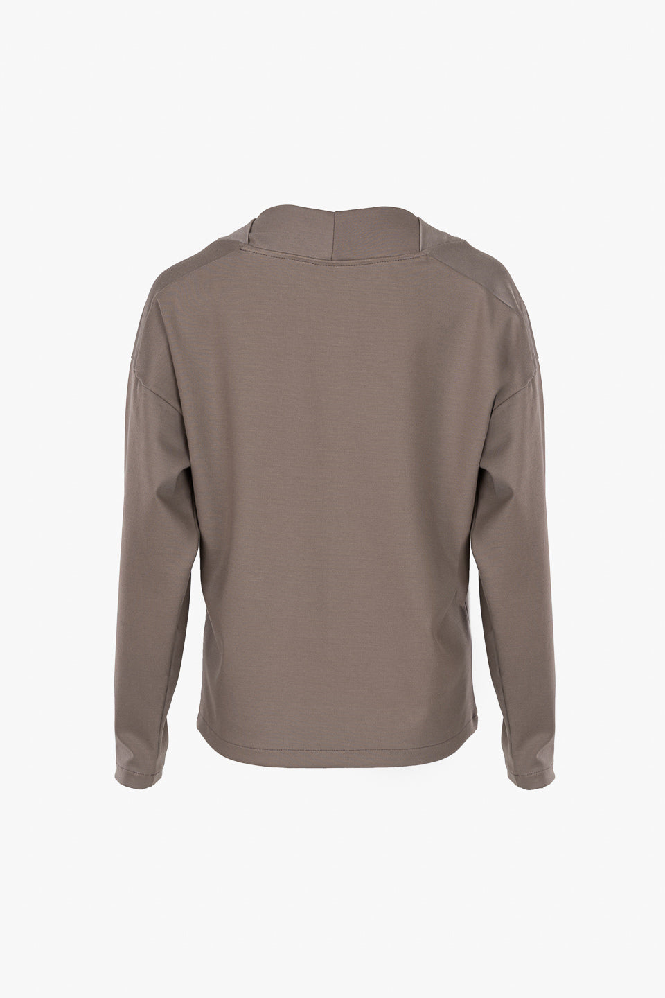 Graubrauner V-Neck Sweater Transformation aus Tencel von Moya Kala