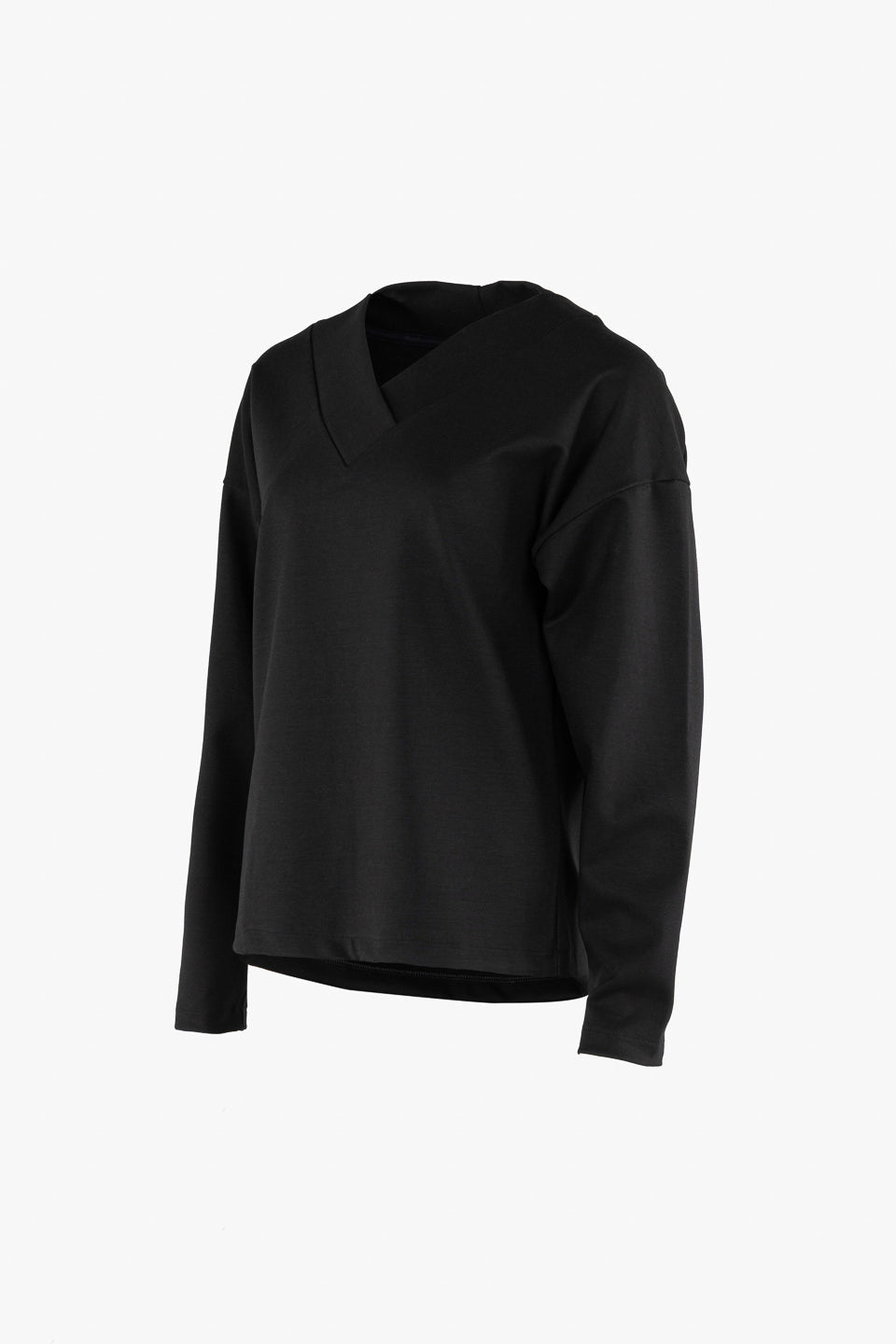 Schwarzer V-Neck Sweater aus Tencel von Moya Kala