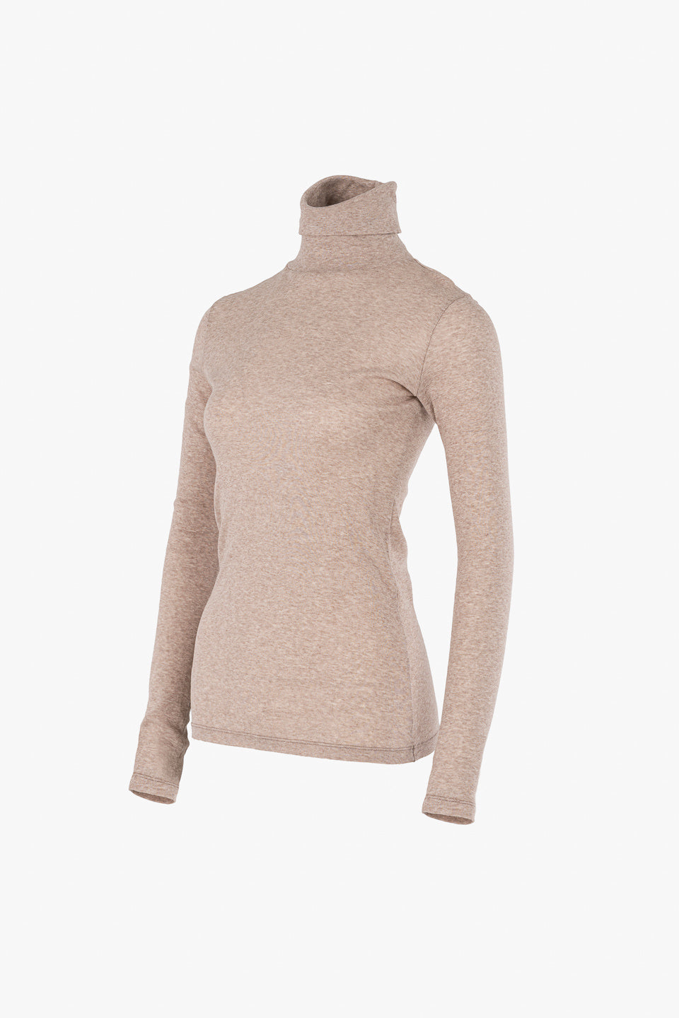 Beiges Langarmshirt mit Rollkragen aus 100% Bio-Baumwolle von Moya Kala