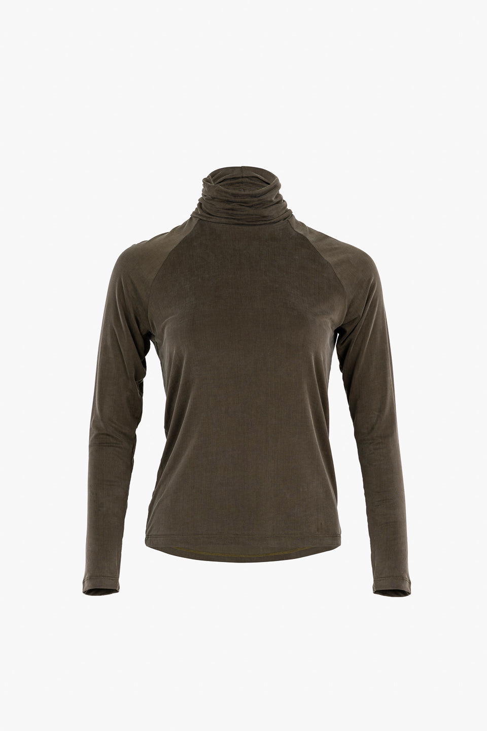 Grünes Langarmshirt mit Rollkragen aus Cupro von Moya Kala