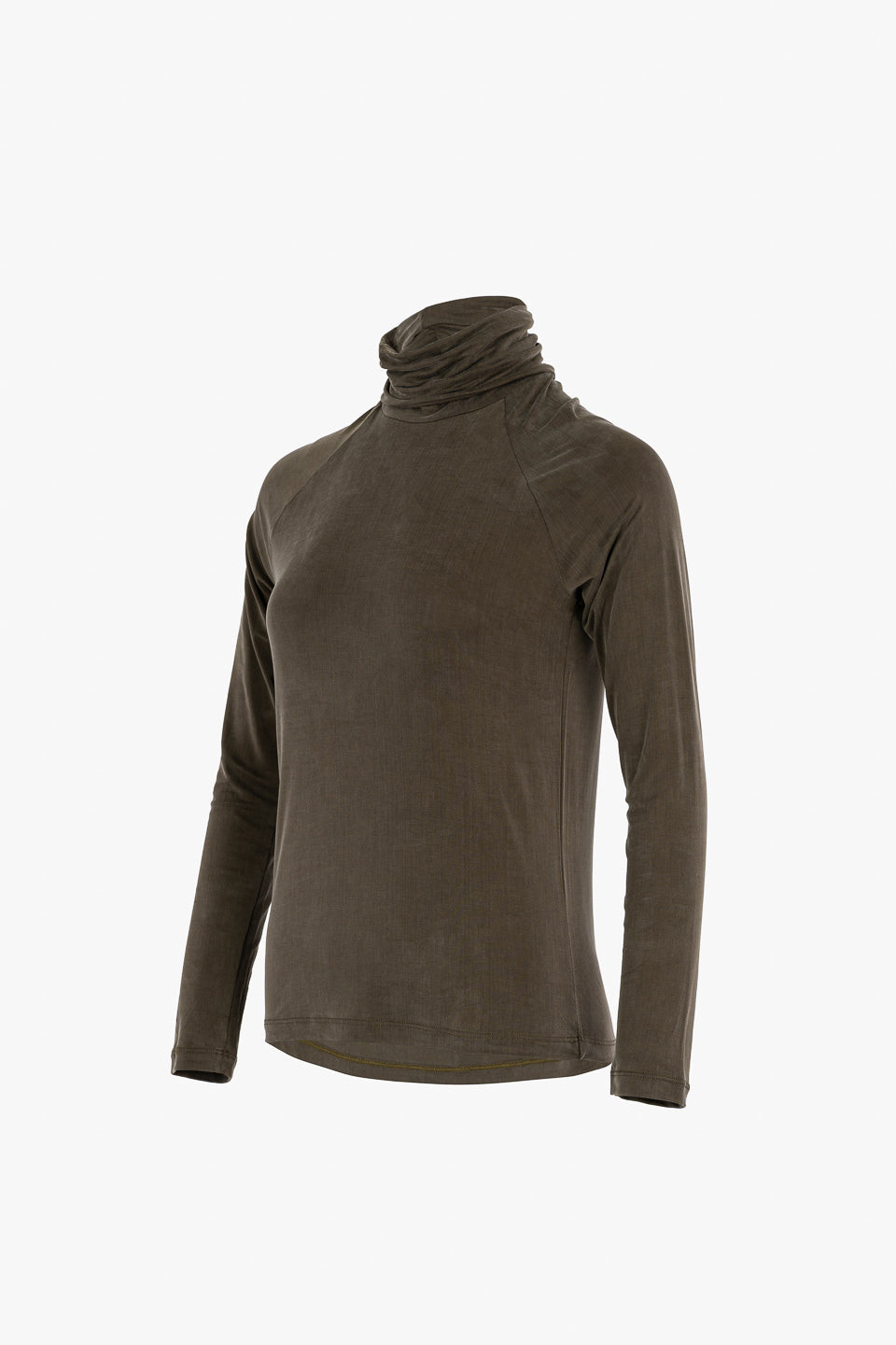 Grünes Langarmshirt mit Rollkragen aus Cupro von Moya Kala