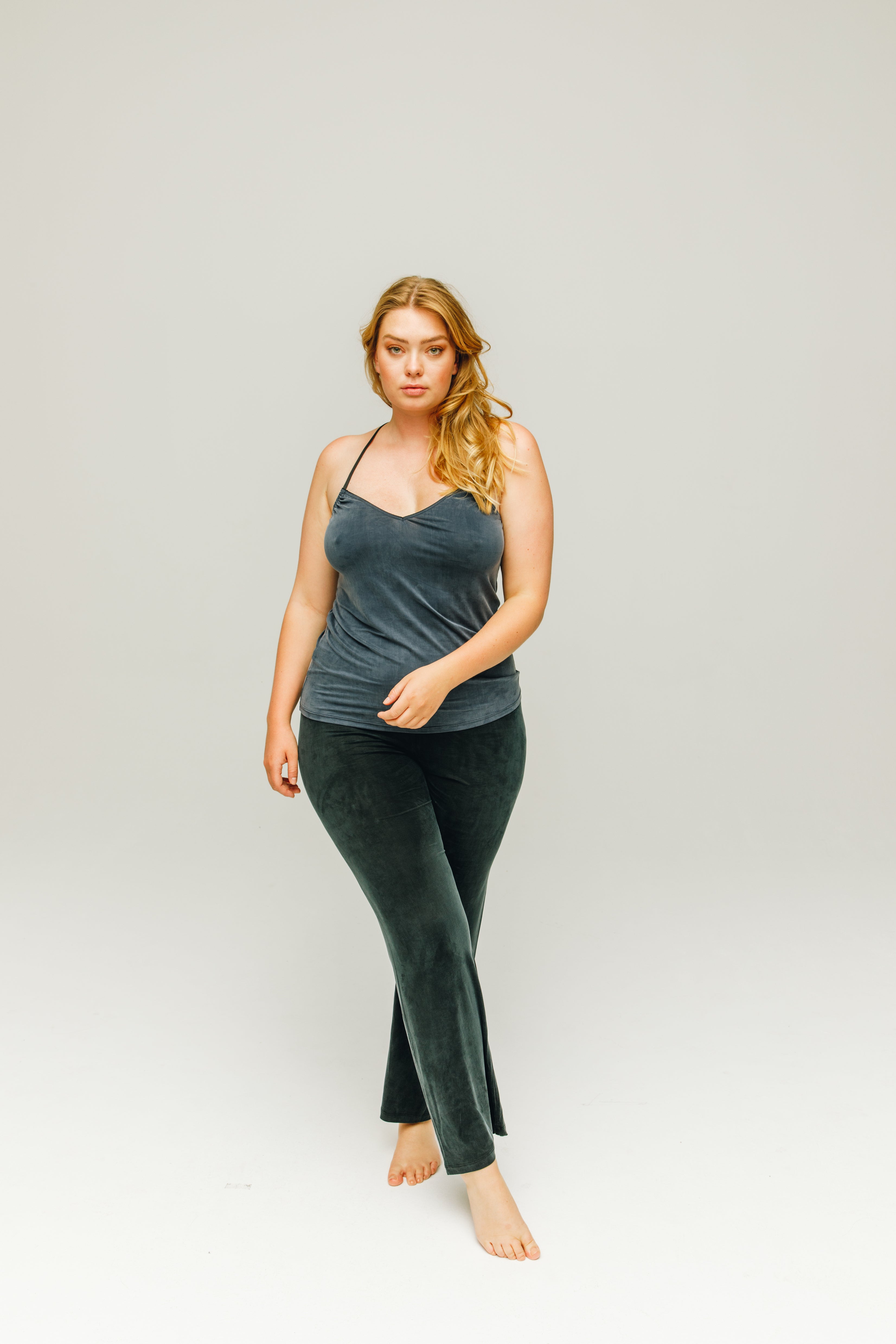 Blue cupro strappy top from MOYA KALA