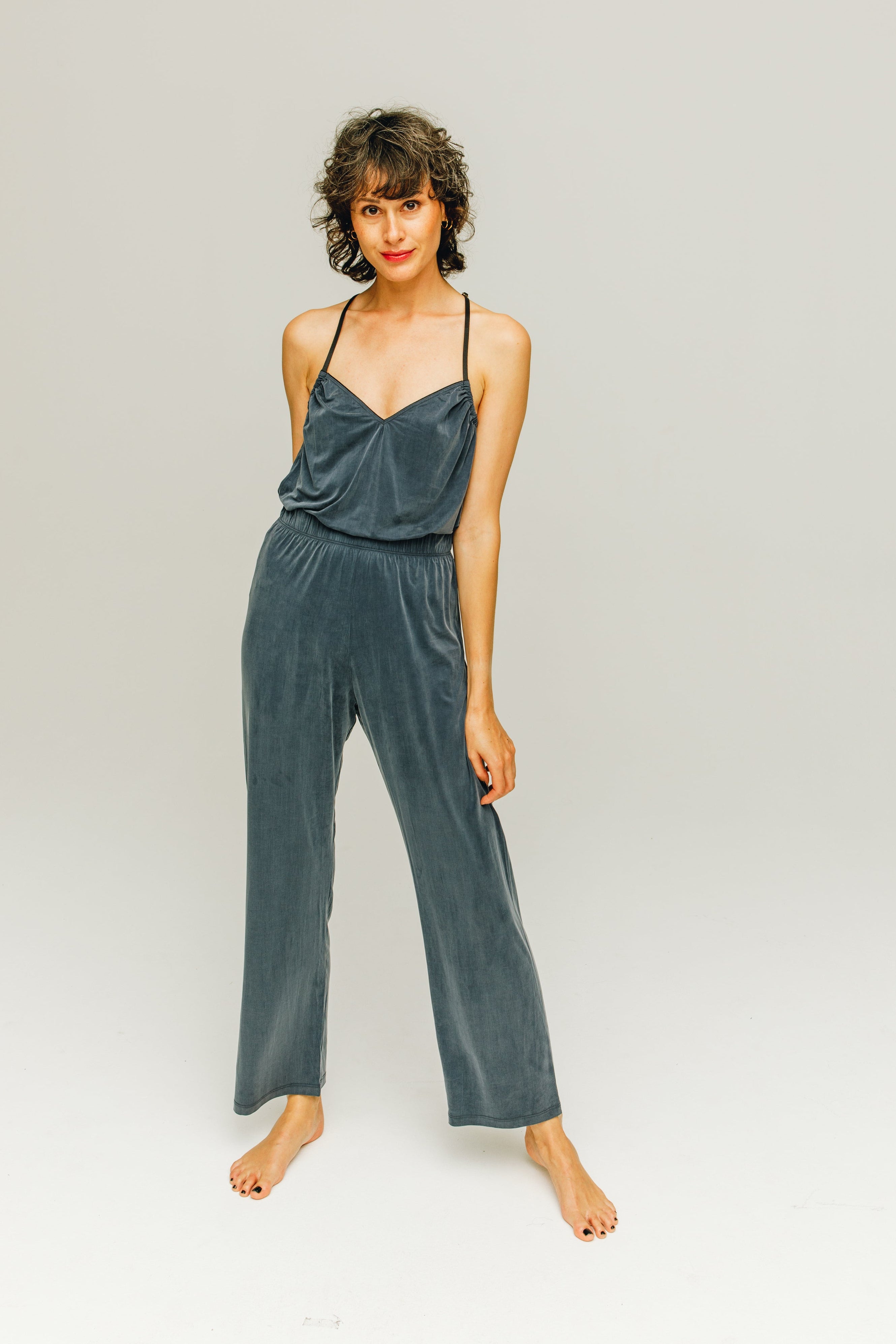 Blue cupro strappy top from MOYA KALA