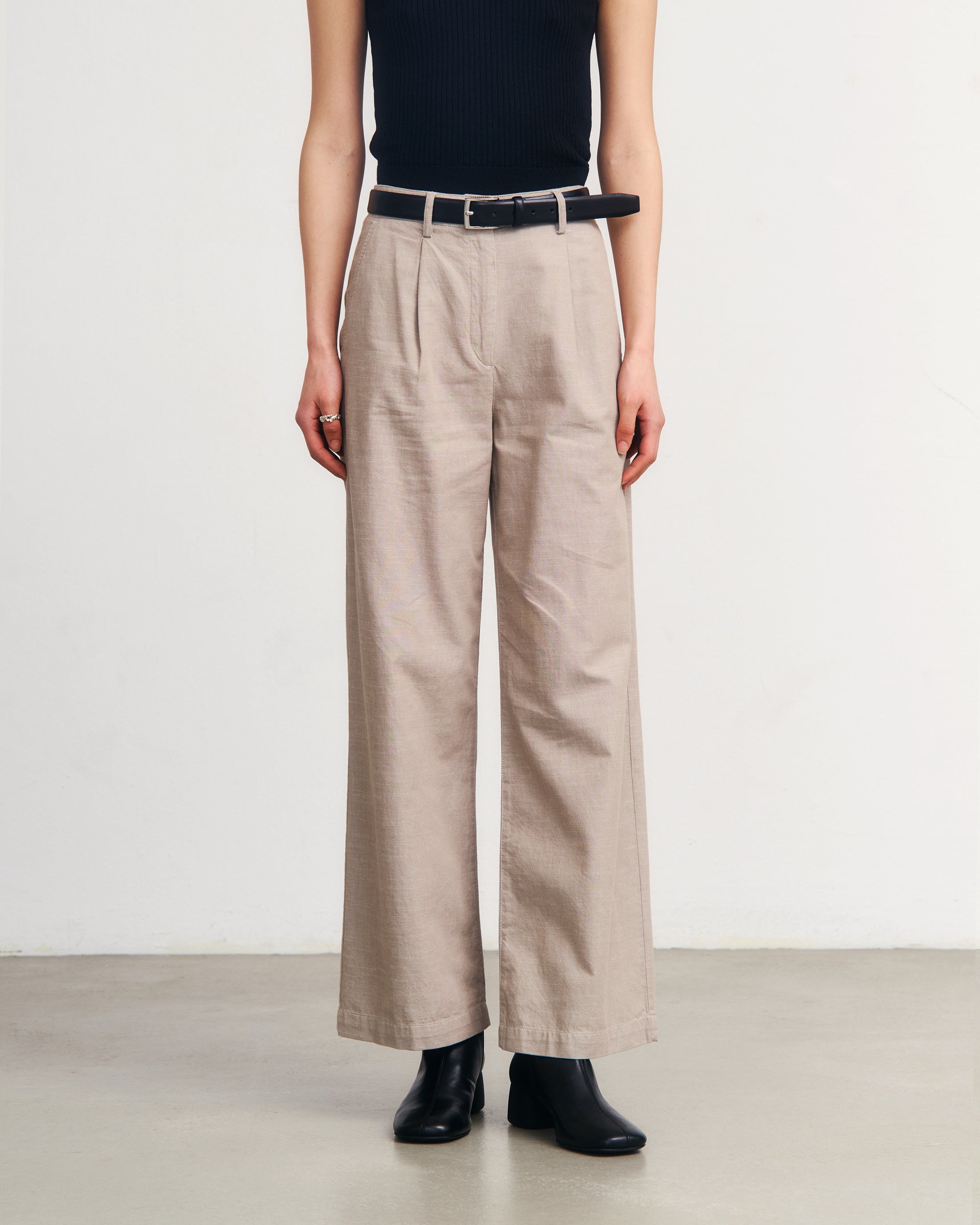 Beige Hose High Waist aus 100% Bio-Baumwolle von Rotholz