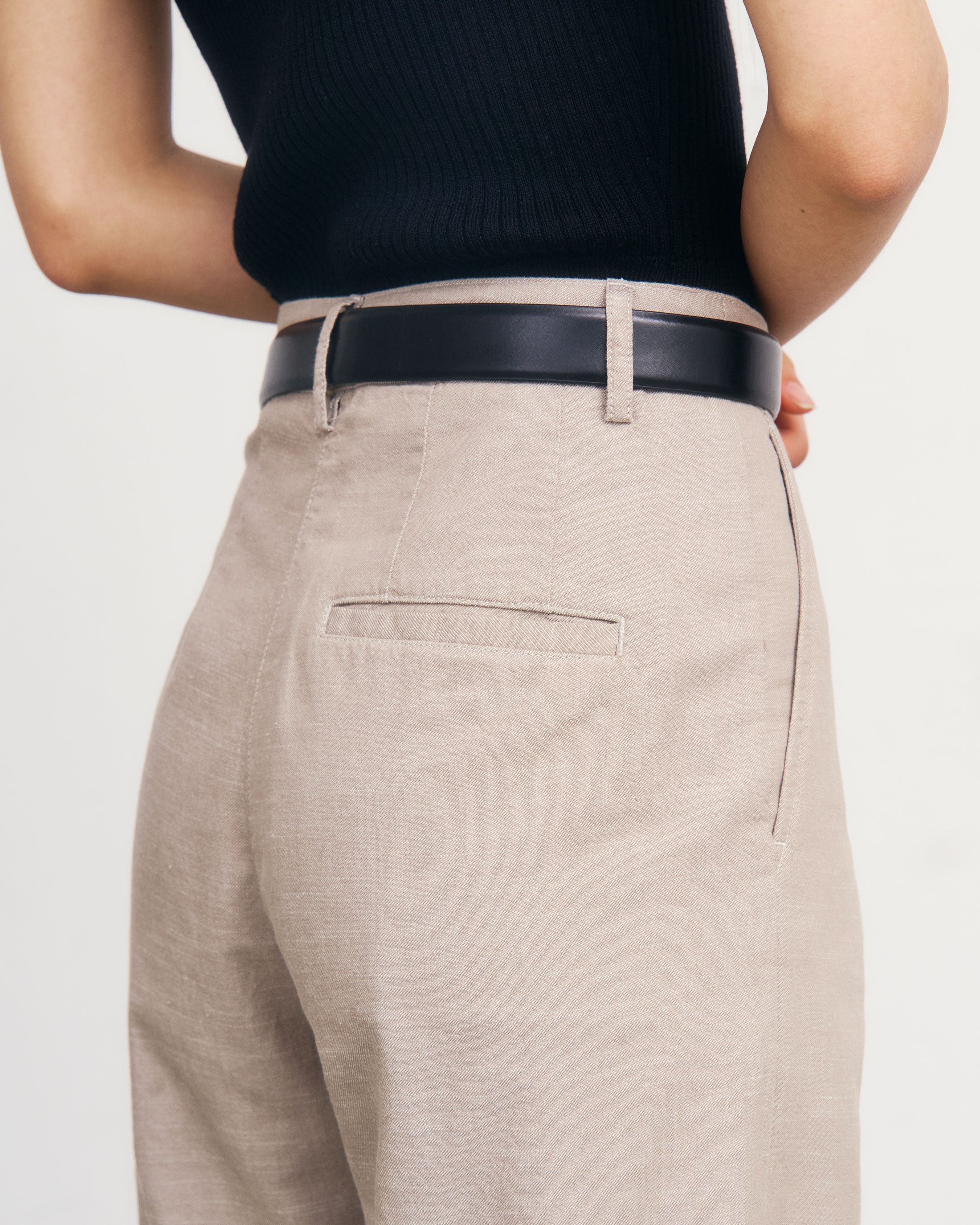 Beige High-Waist Trousers Made from 100% Organic Cotton by Rotholz
