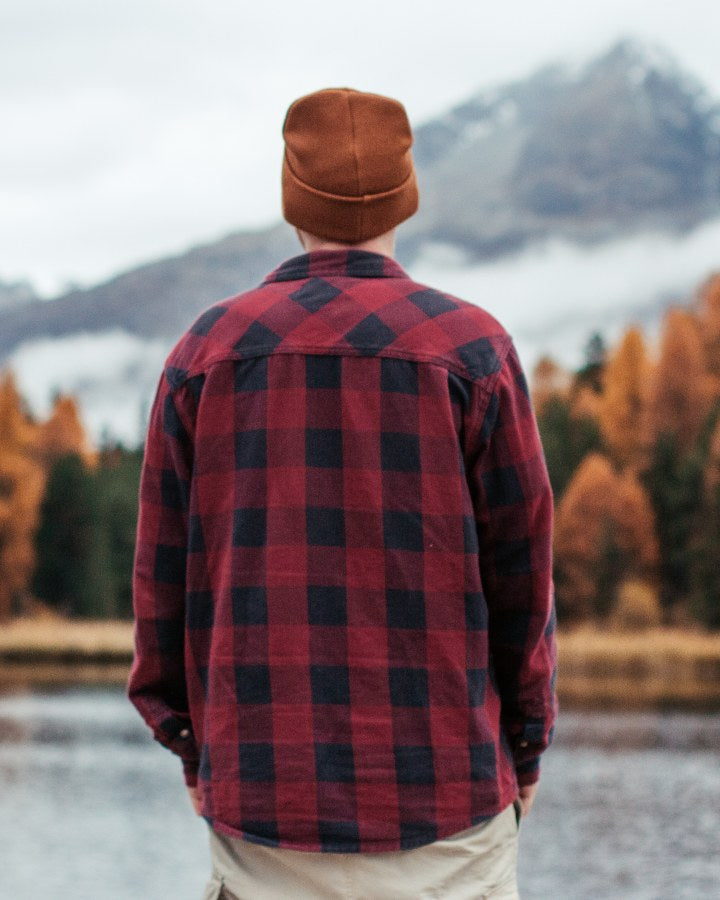 TreePlanter Overshirt Buffalo Check Deep Maroon-Black - SHIRT - NIKIN