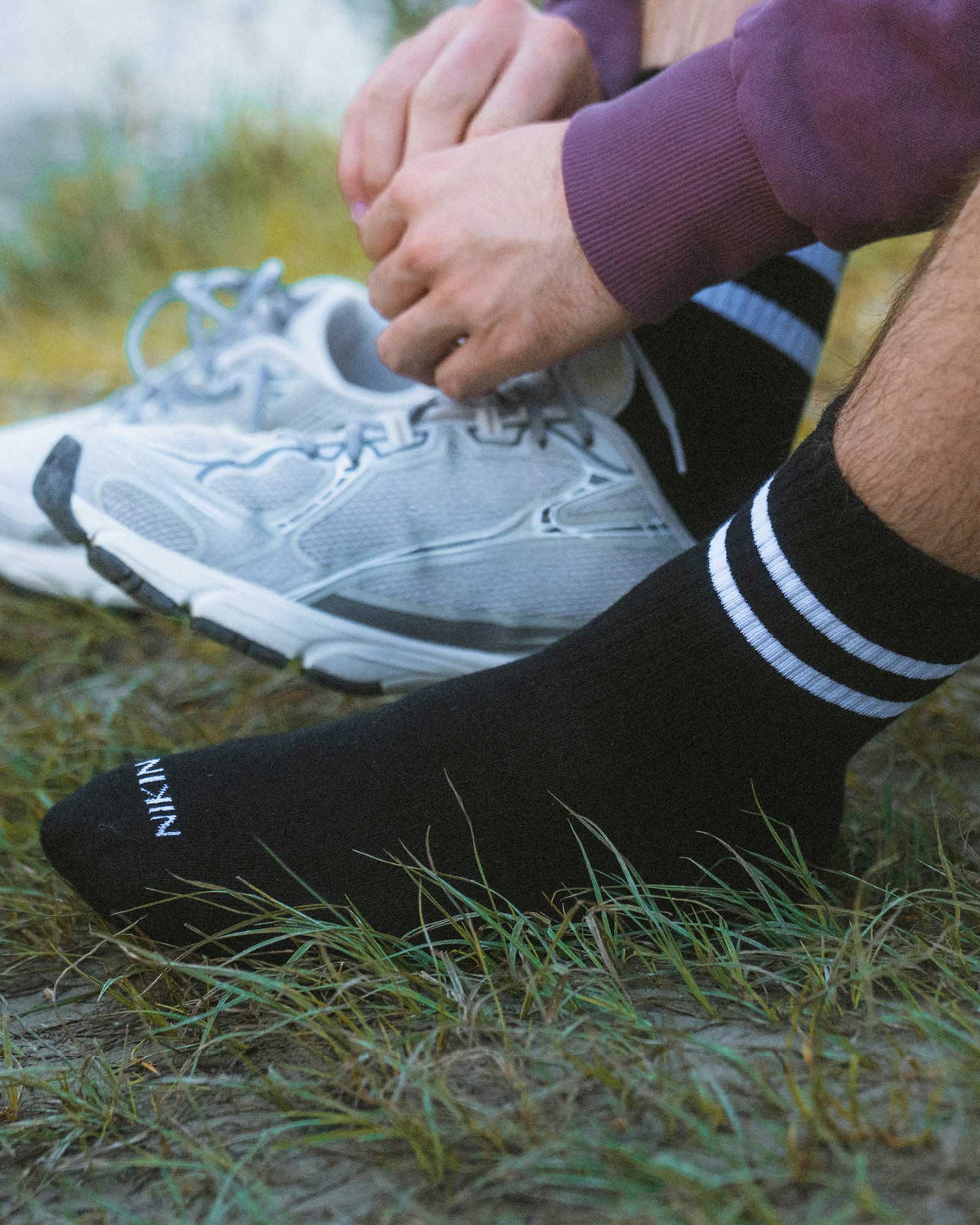 Chaussettes noires TreeSocks Ribbed Classic en coton biologique de Nikin