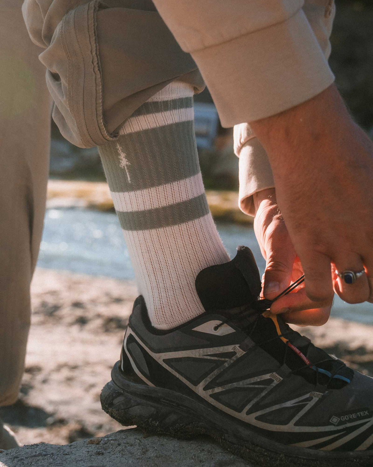 Grüne & Weisse Socken TreeSocks Ribbed aus Bio-Baumwolle von Nikin
