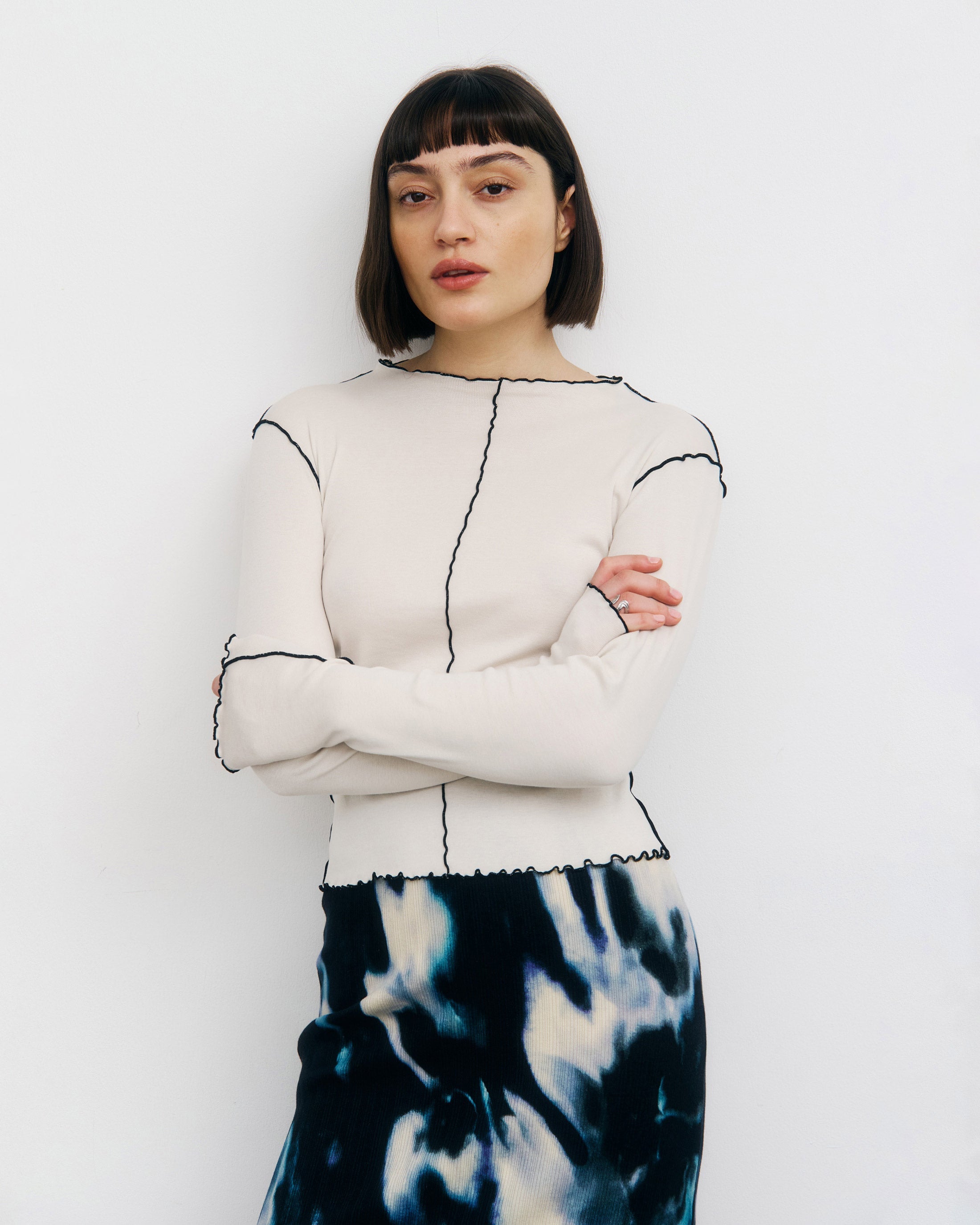 Weisses Langarmshirt Pin-Tucked aus Bio-Baumwolle von Rotholz