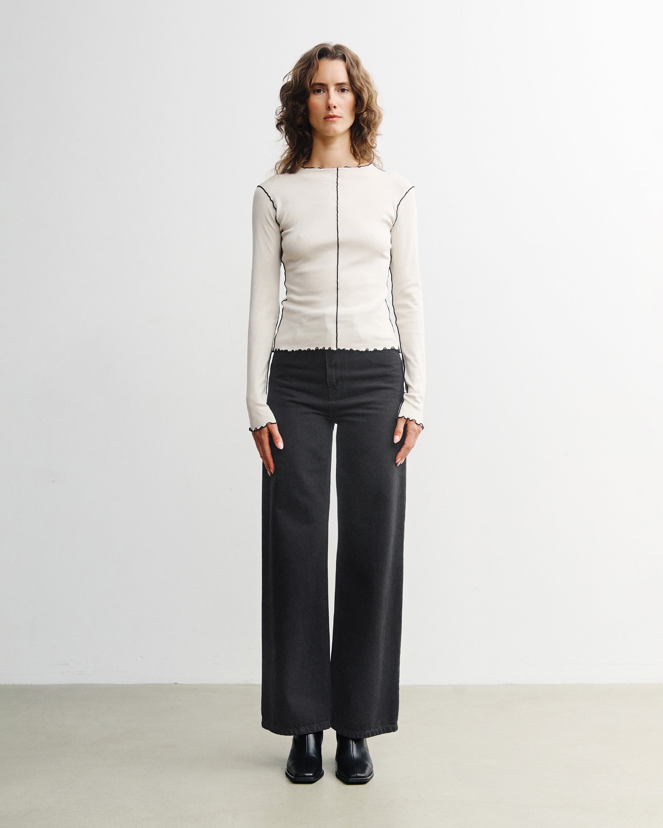 Weisses Langarmshirt Pin-Tucked aus Bio-Baumwolle von Rotholz