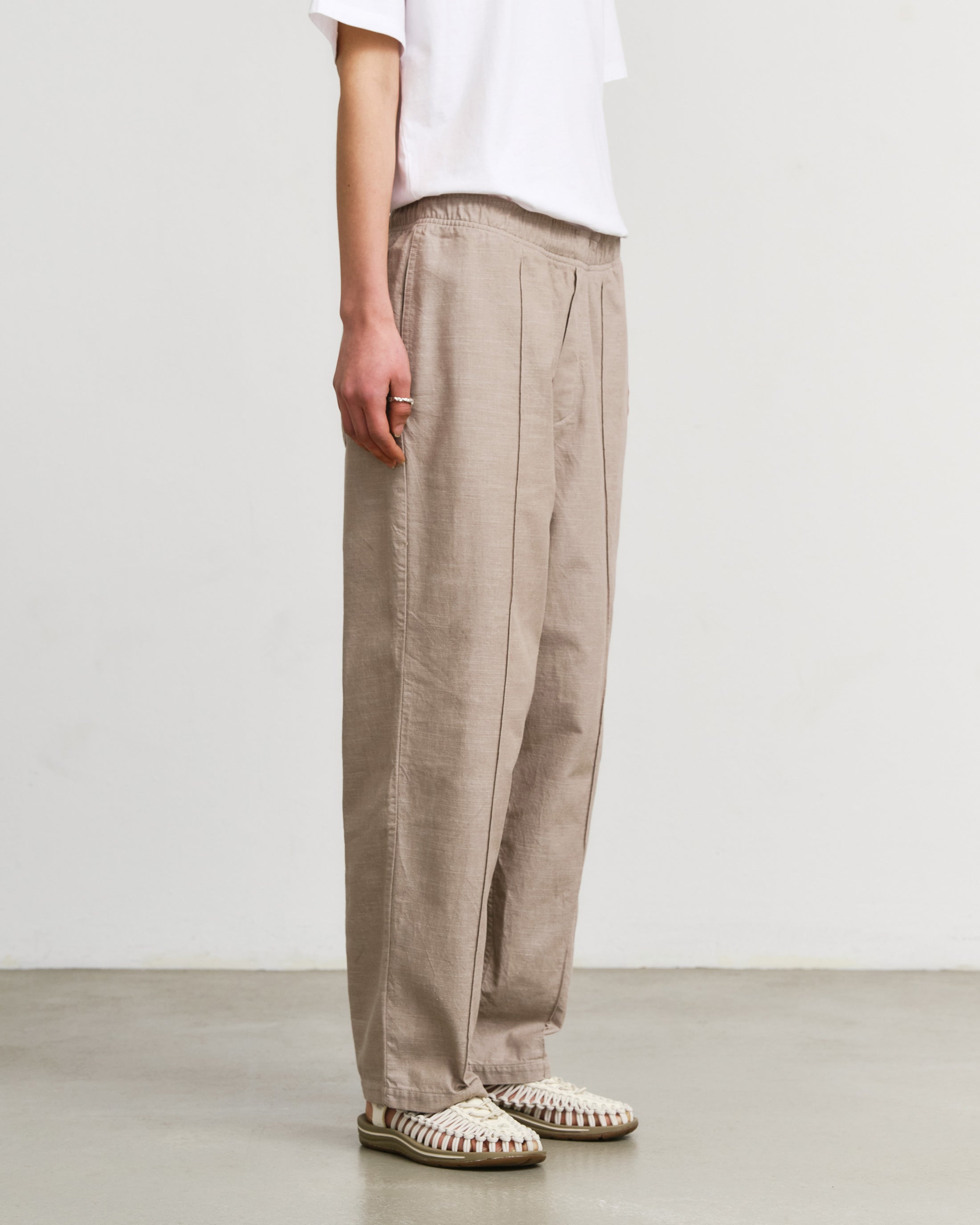 Rotholz beige organic cotton trousers