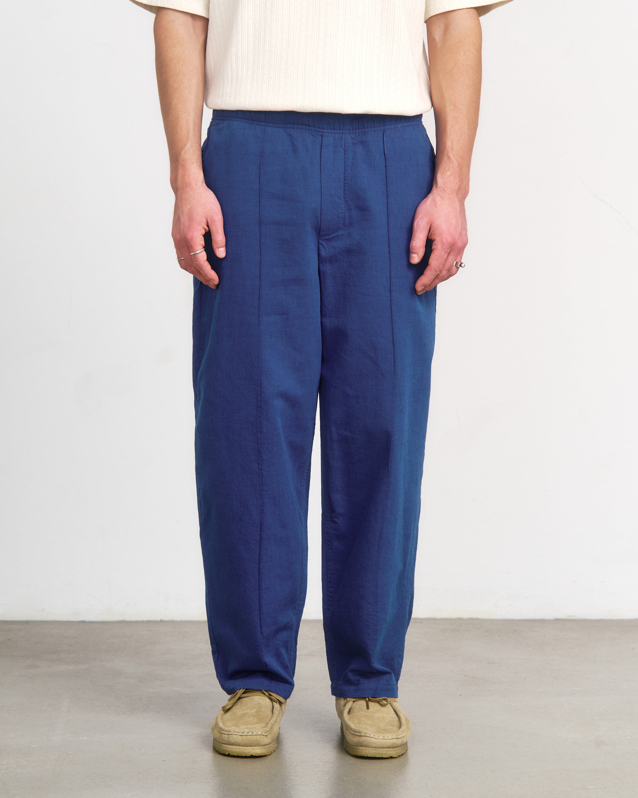 Blaue Bundfaltenhose Weit aus Bio-Baumwolle von Rotholz