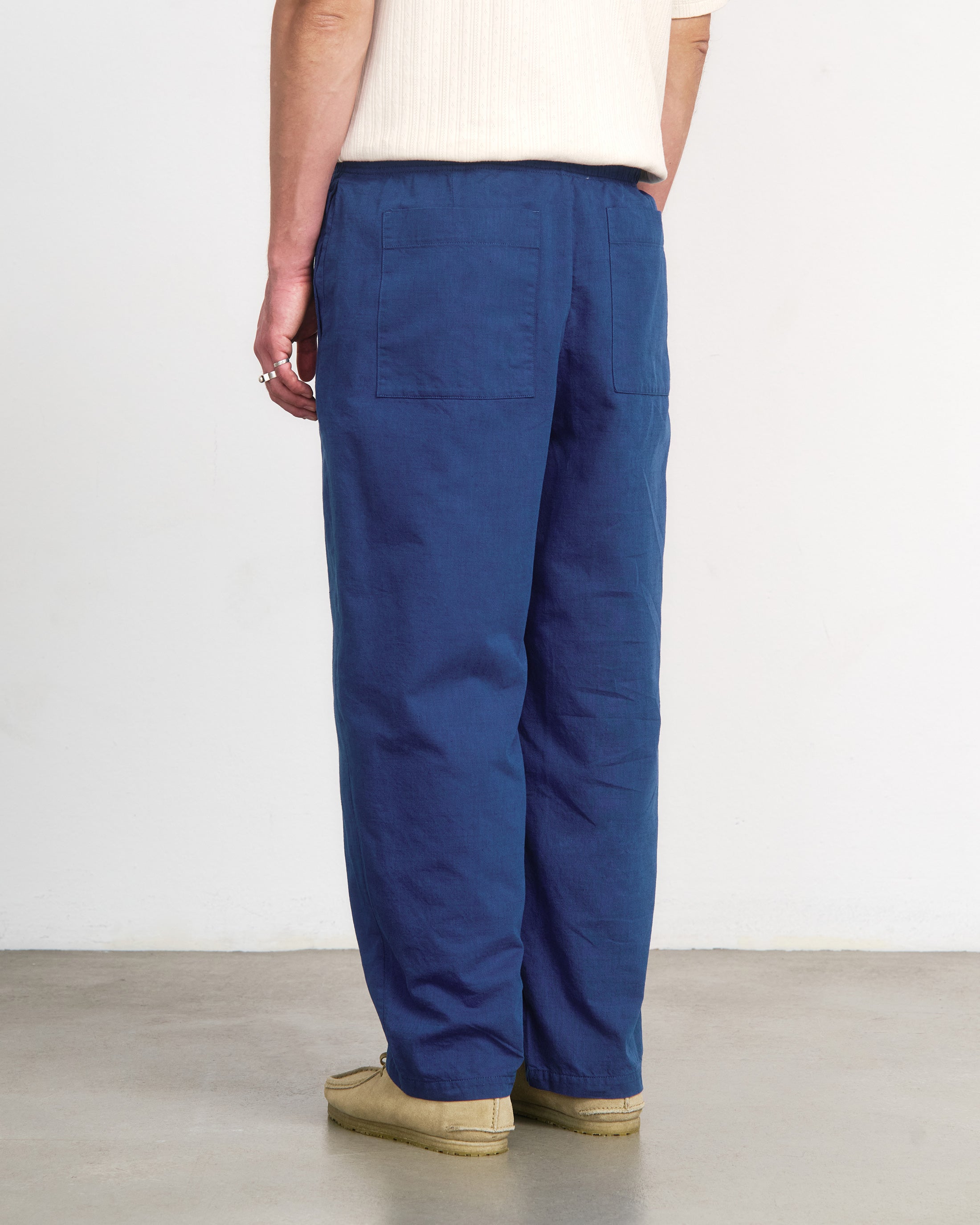 Blaue Bundfaltenhose Weit aus Bio-Baumwolle von Rotholz