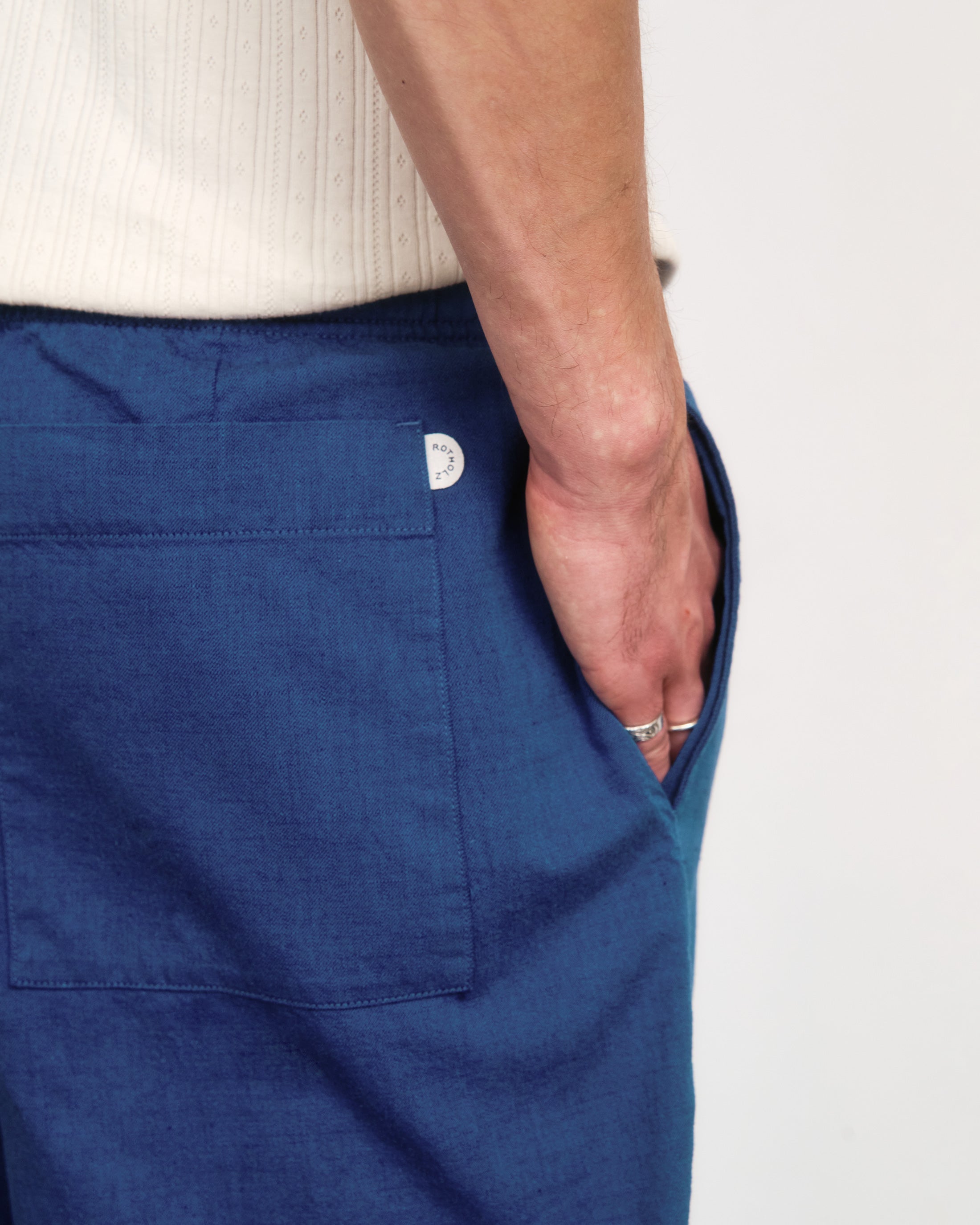 Blaue Bundfaltenhose Weit aus Bio-Baumwolle von Rotholz