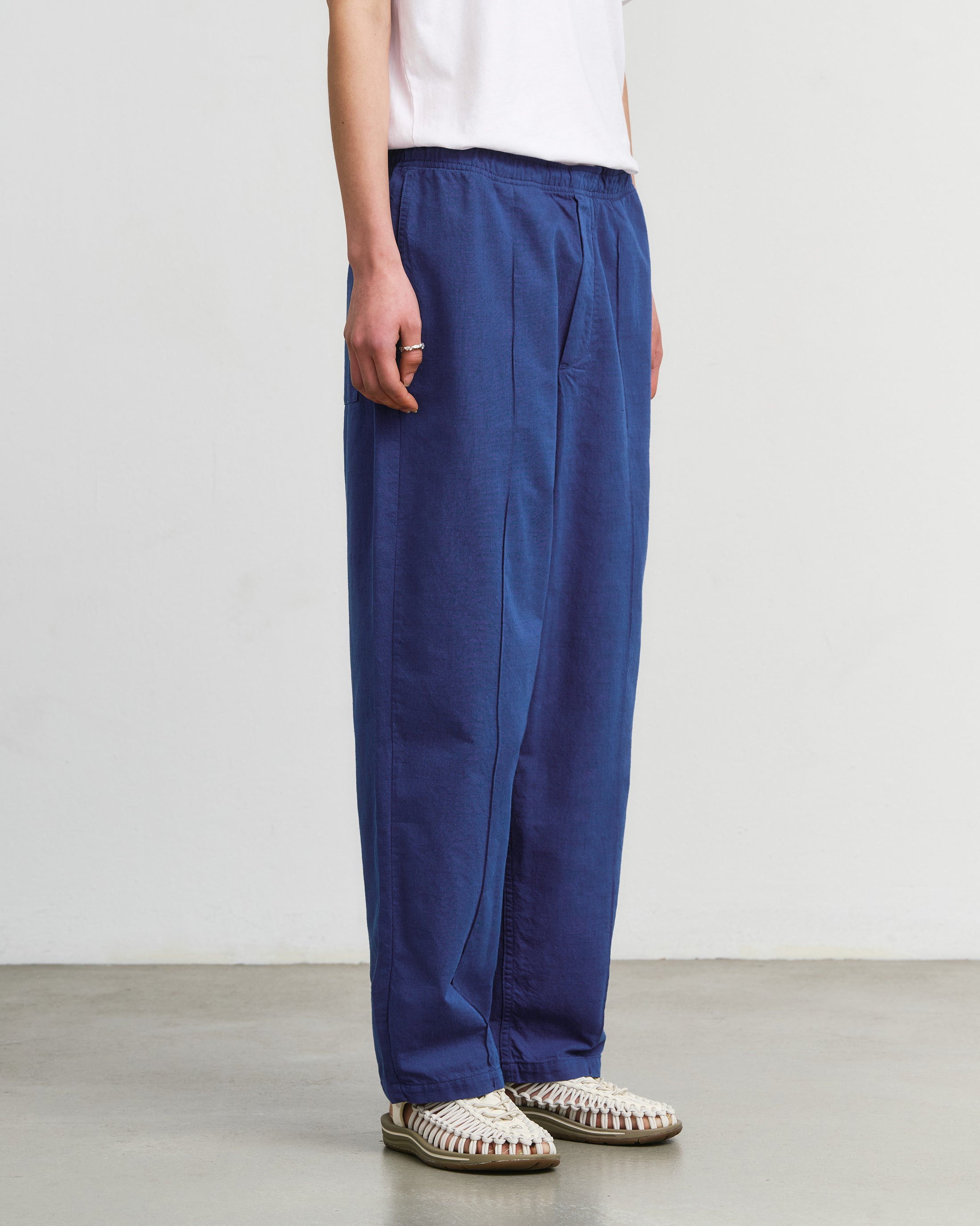 Blaue Bundfaltenhose Weit aus Bio-Baumwolle von Rotholz
