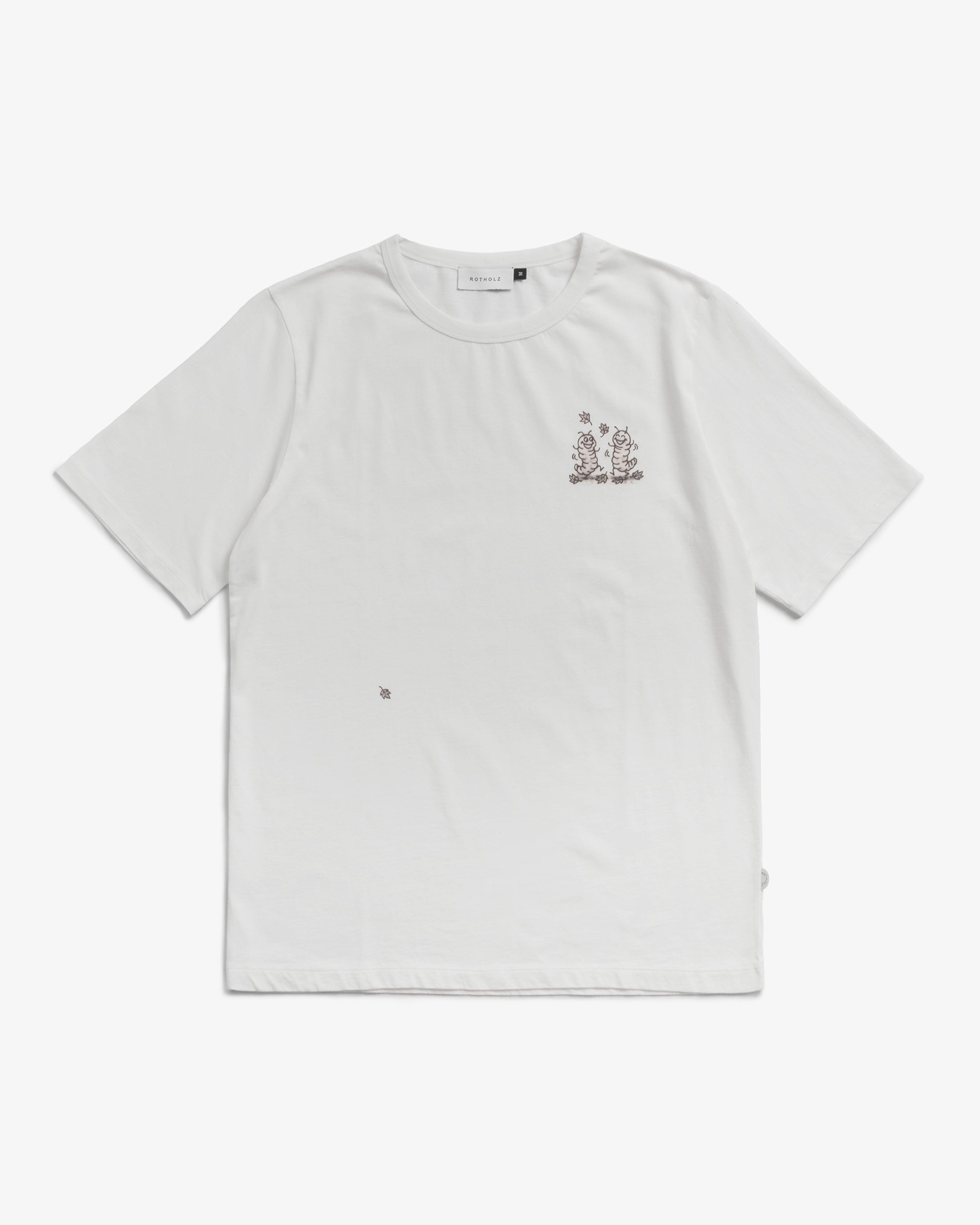 Weisses T-Shirt Caterpillar aus Bio-Baumwolle von Rotholz