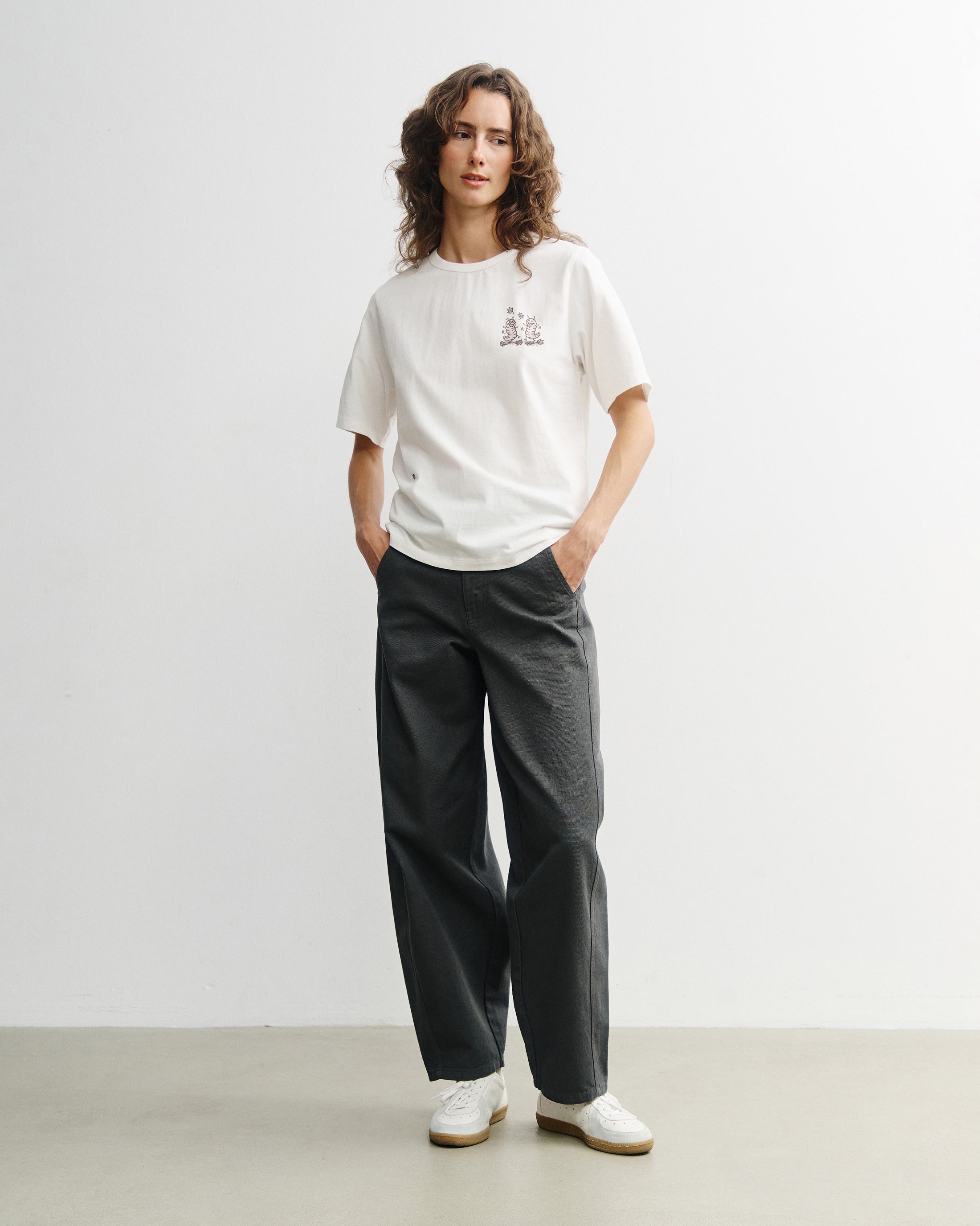 Weisses T-Shirt Caterpillar aus Bio-Baumwolle von Rotholz