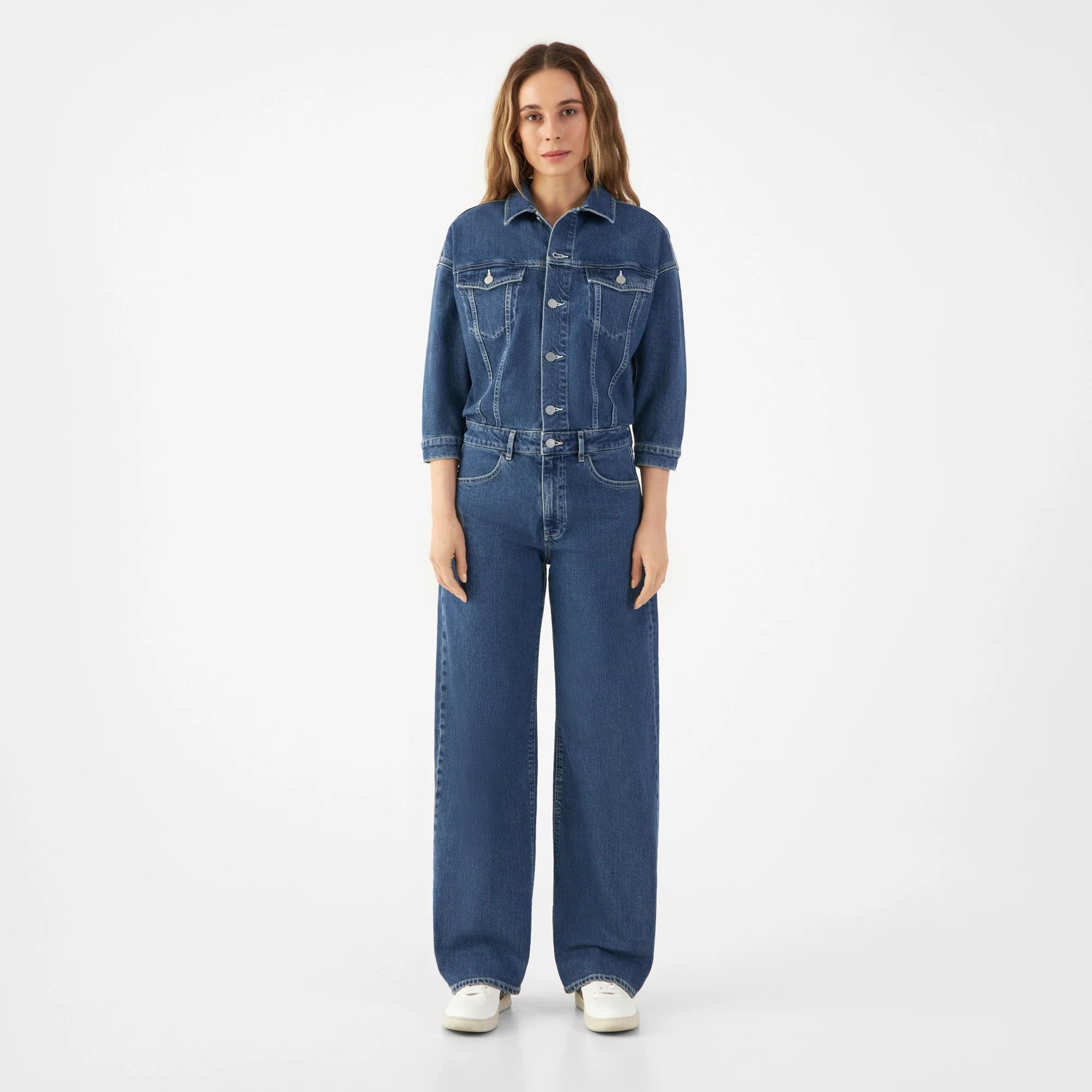 Helleblauer Overall Ros Minimal Stretch aus Bio-Baumwolle von Dawn Denim