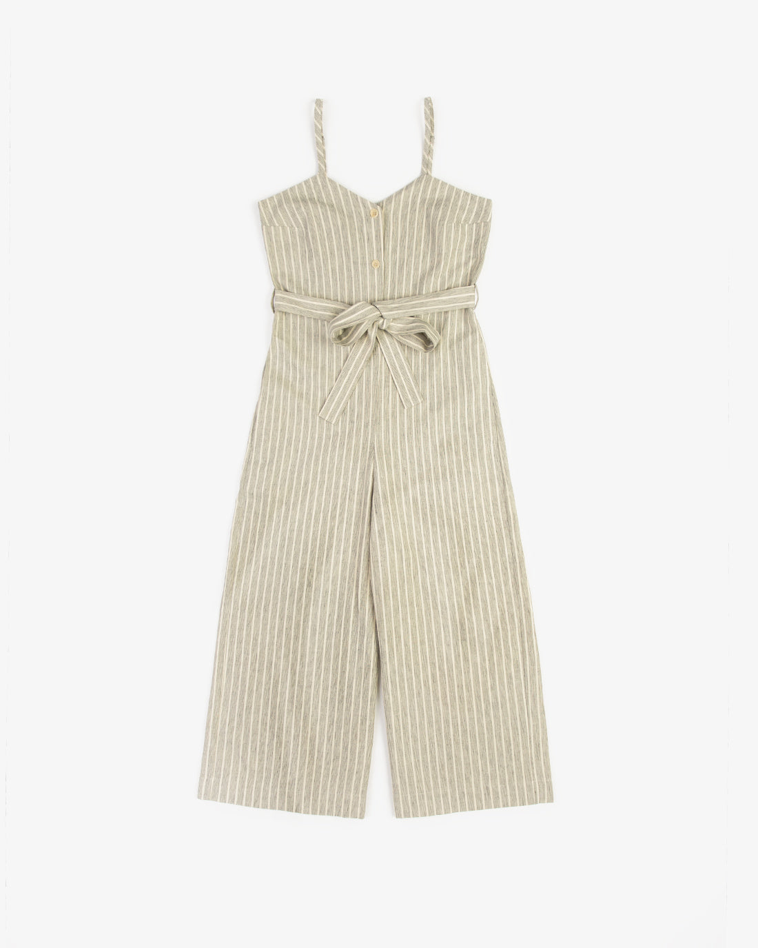 Grey striped jumpsuit made of organic cotton &amp; linen by Rotholz