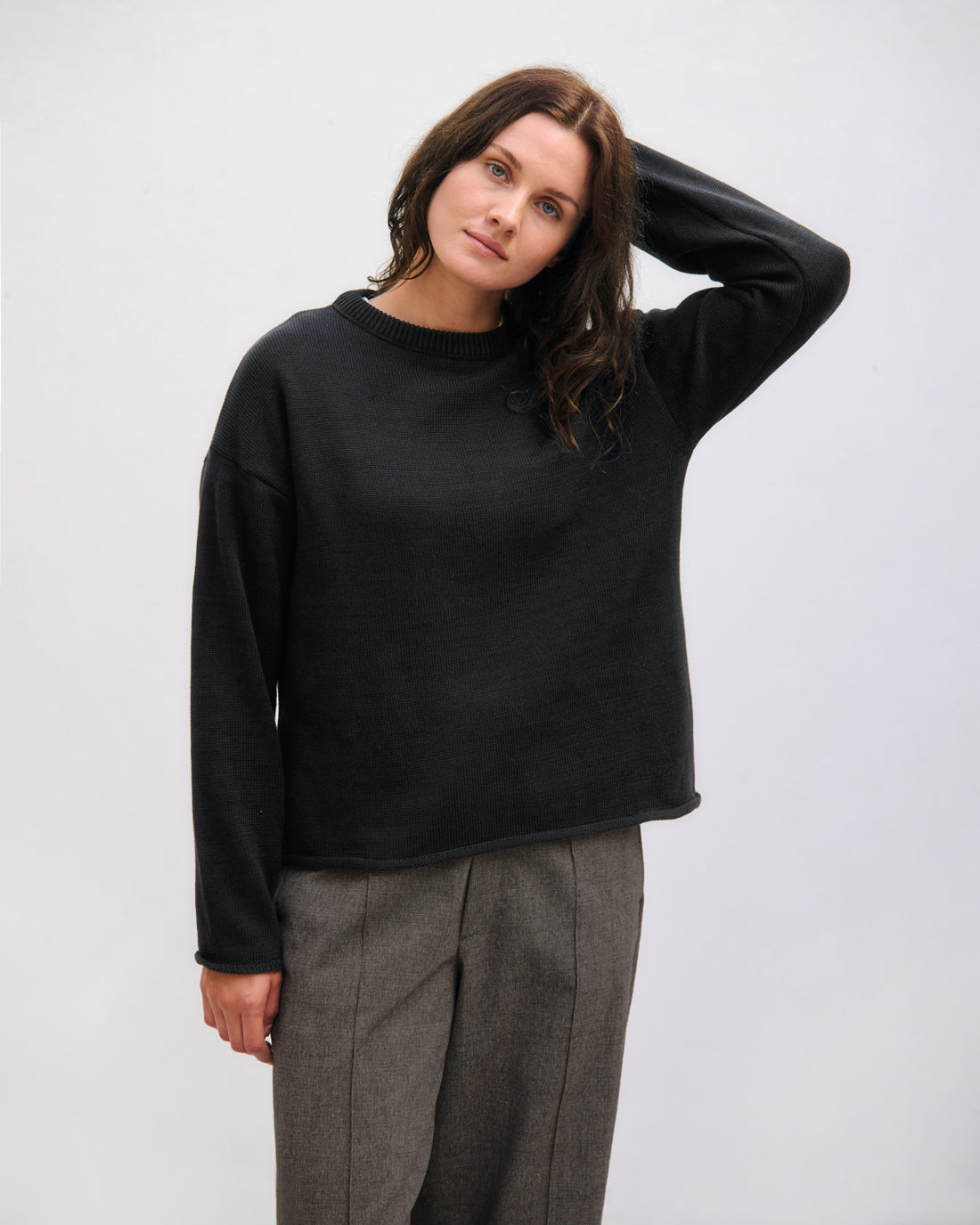 Schwarzer Strickpullover aus 100% Bio-Baumwolle von Rotholz