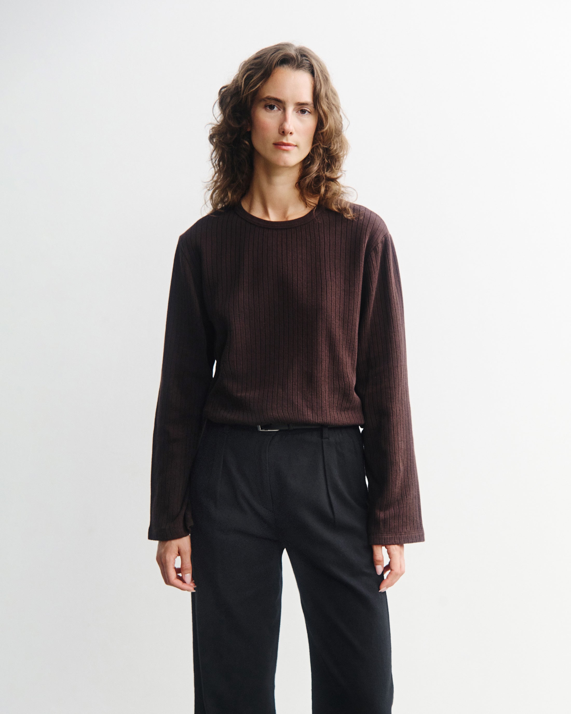 Braunes Langarmshirt Oversize aus Bio-Baumwolle von Rotholz