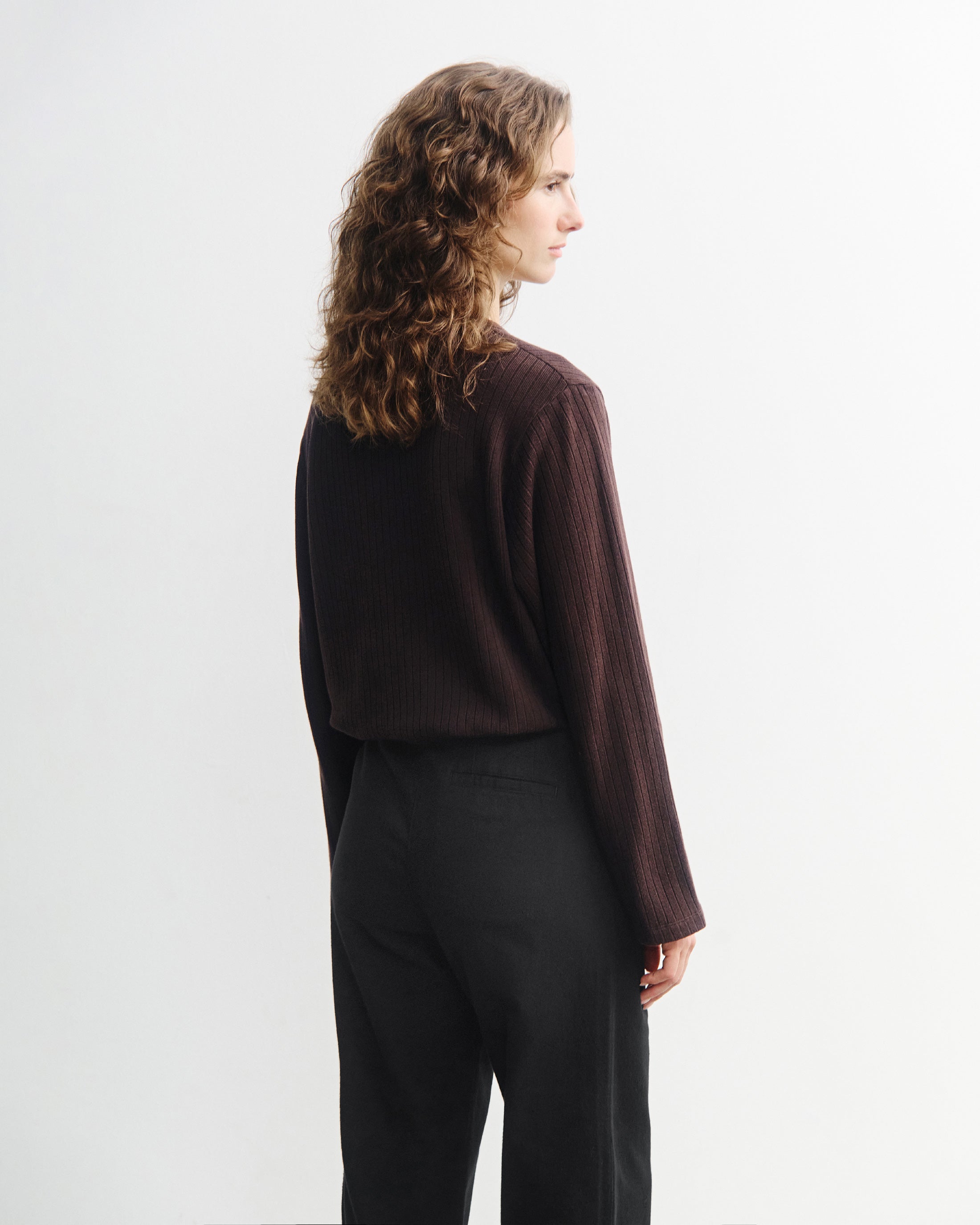 Braunes Langarmshirt Oversize aus Bio-Baumwolle von Rotholz