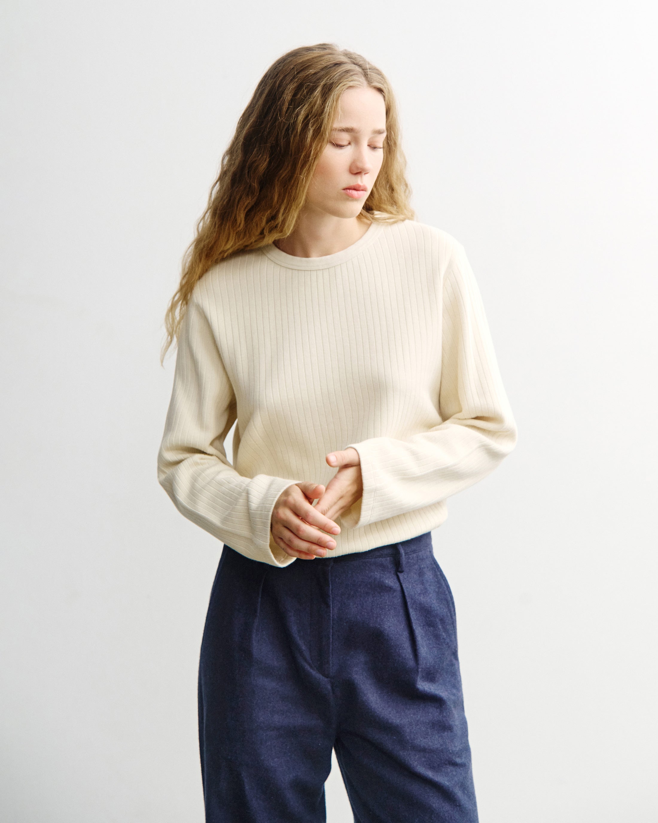 Helles Langarmshirt Oversize aus Bio-Baumwolle von Rotholz