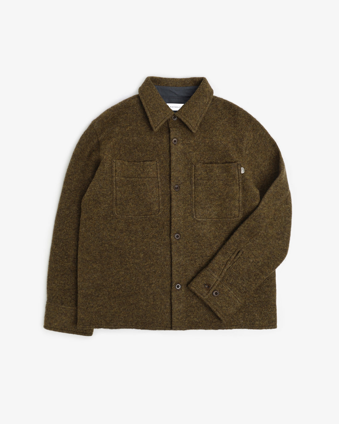 Dunkelgrünes Schweres Overshirt aus Bio Wollmischung von Rotholz