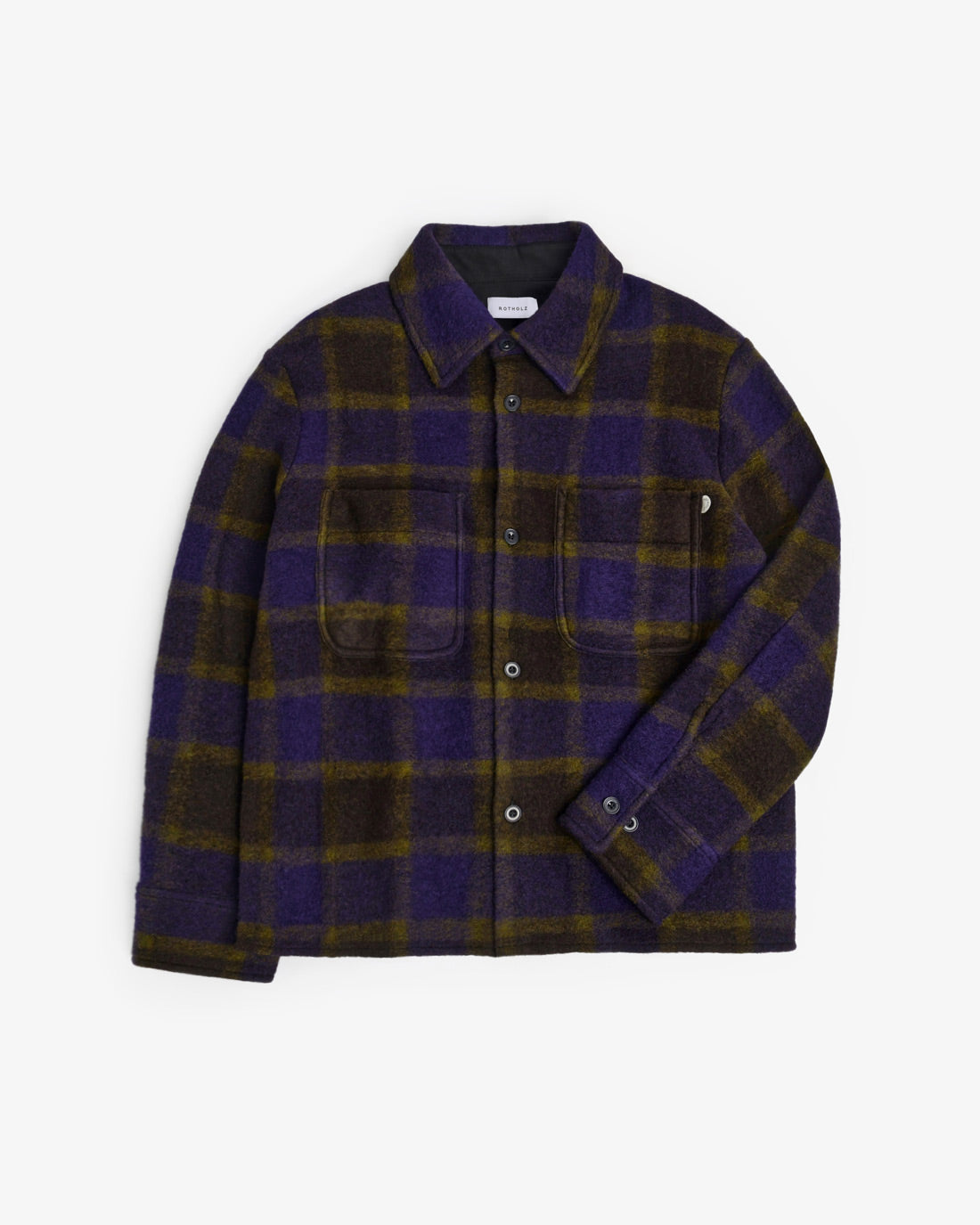 Lila Kariert Schweres Overshirt aus Bio-Wollmischung von Rotholz