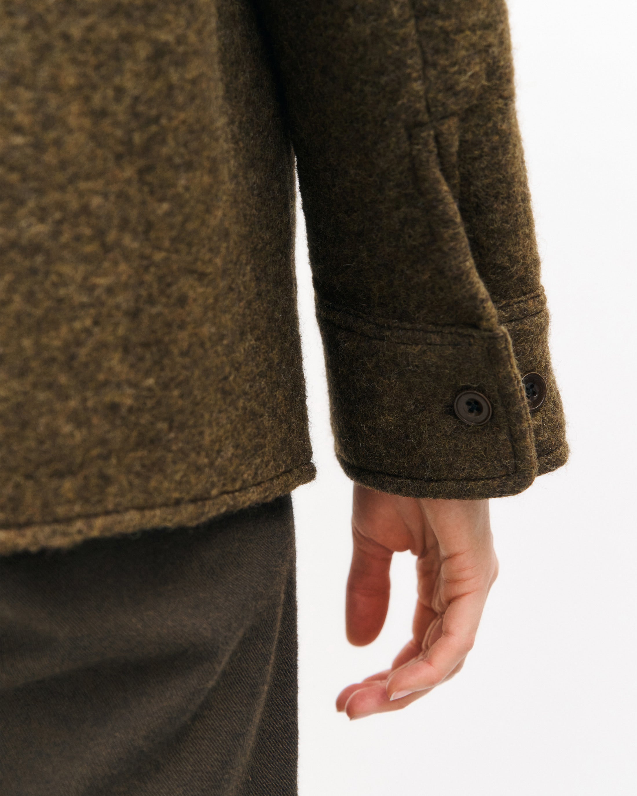 Dunkelgrünes Schweres Overshirt aus Bio Wollmischung von Rotholz
