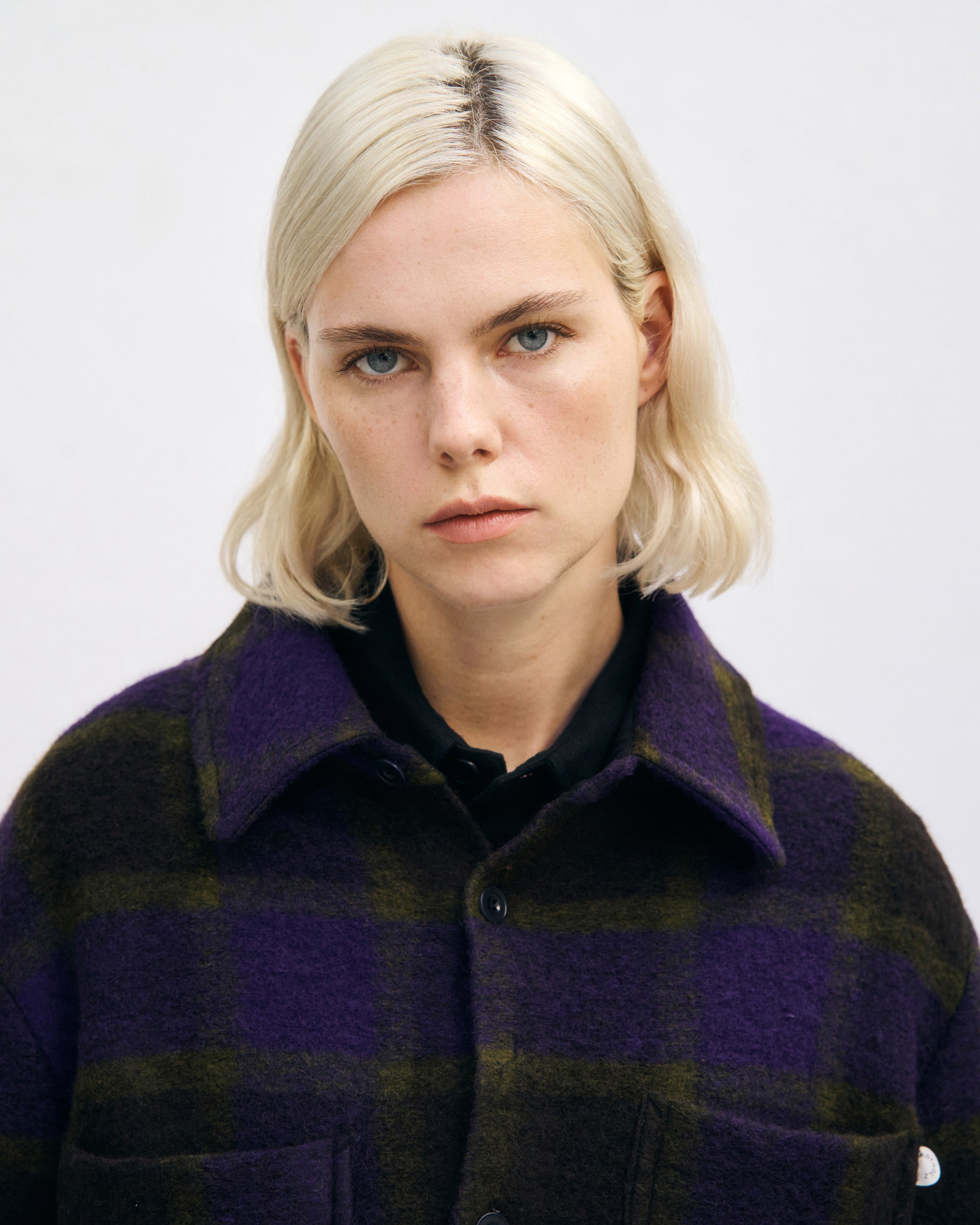Lila Kariert Schweres Overshirt aus Bio-Wollmischung von Rotholz