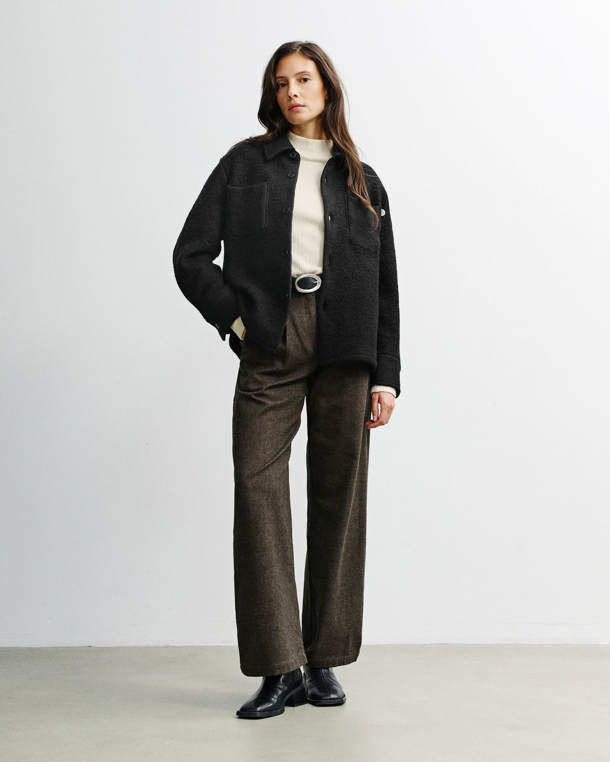 Schwarzes Hemd Overshirt aus Bio-Wolle von Rotholz