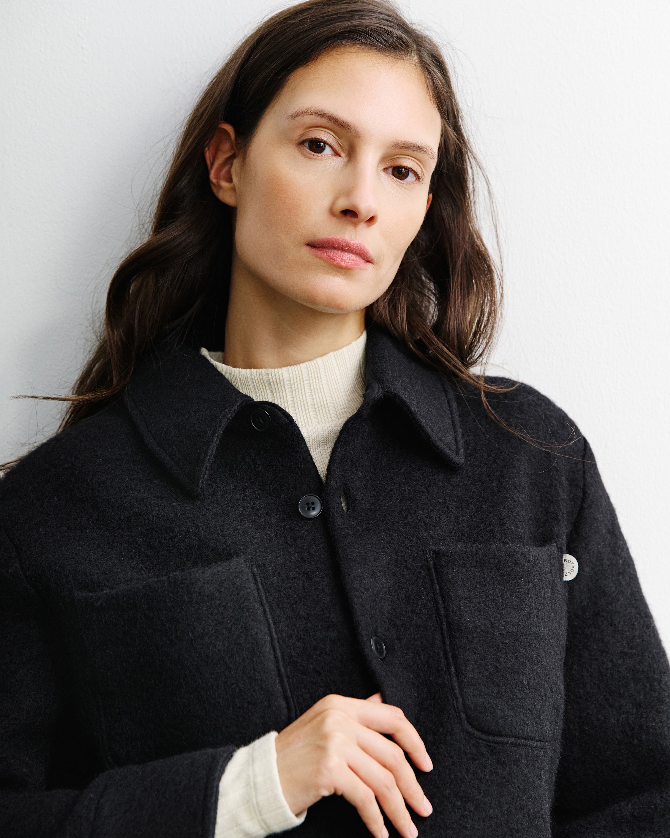 Schwarzes Hemd Overshirt aus Bio-Wolle von Rotholz