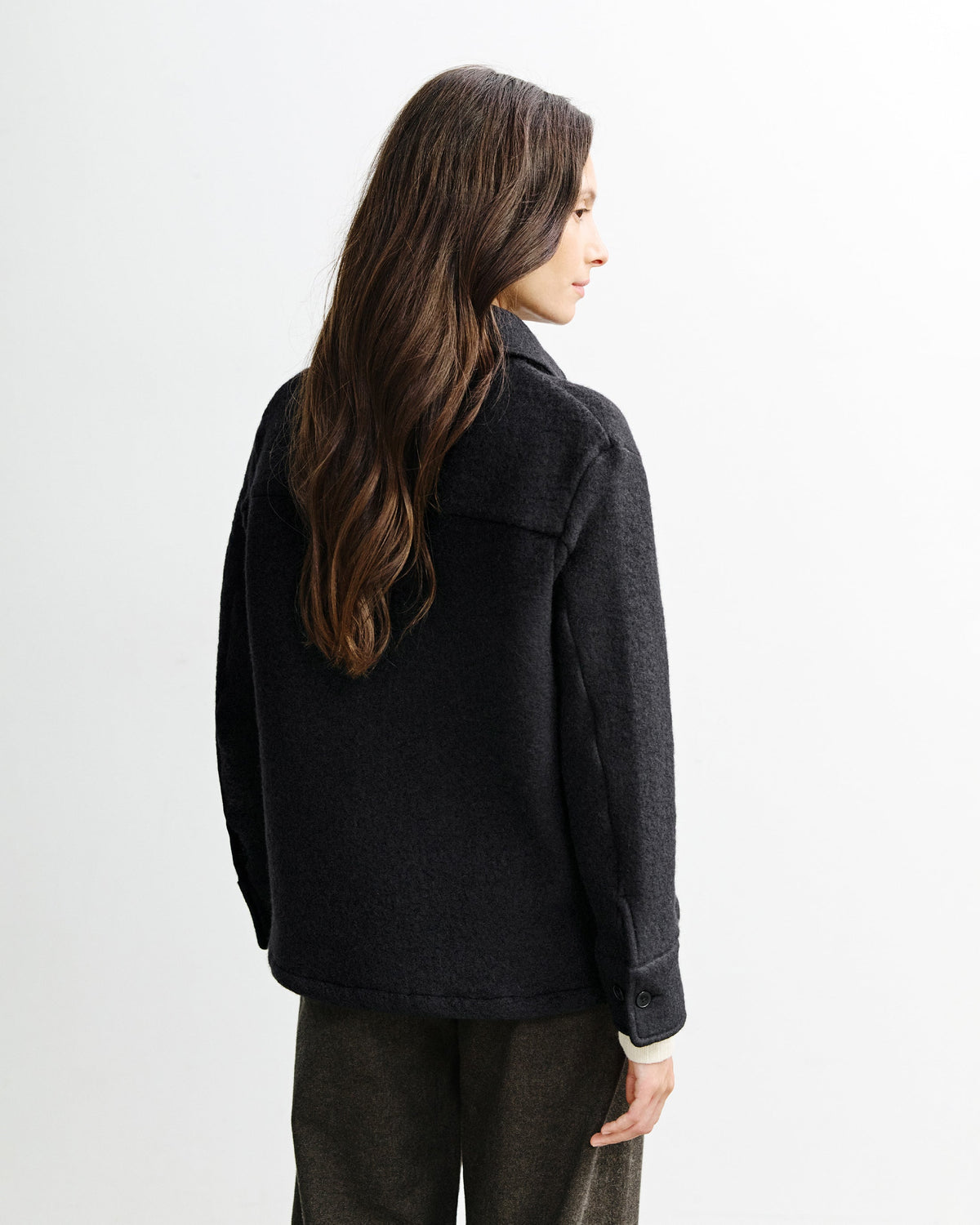 Schwarzes Hemd Overshirt aus Bio-Wolle von Rotholz