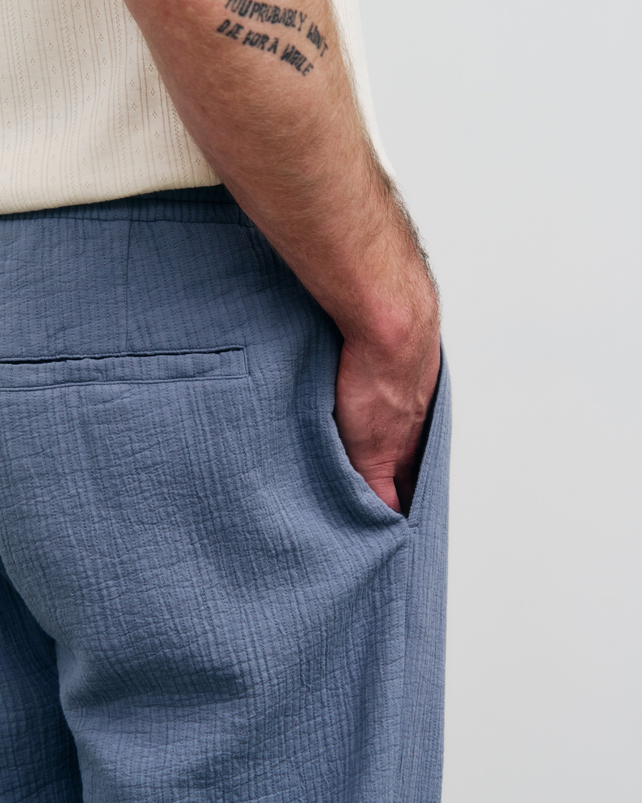 Pinstripe Trousers Organic Cotton - Light Blue